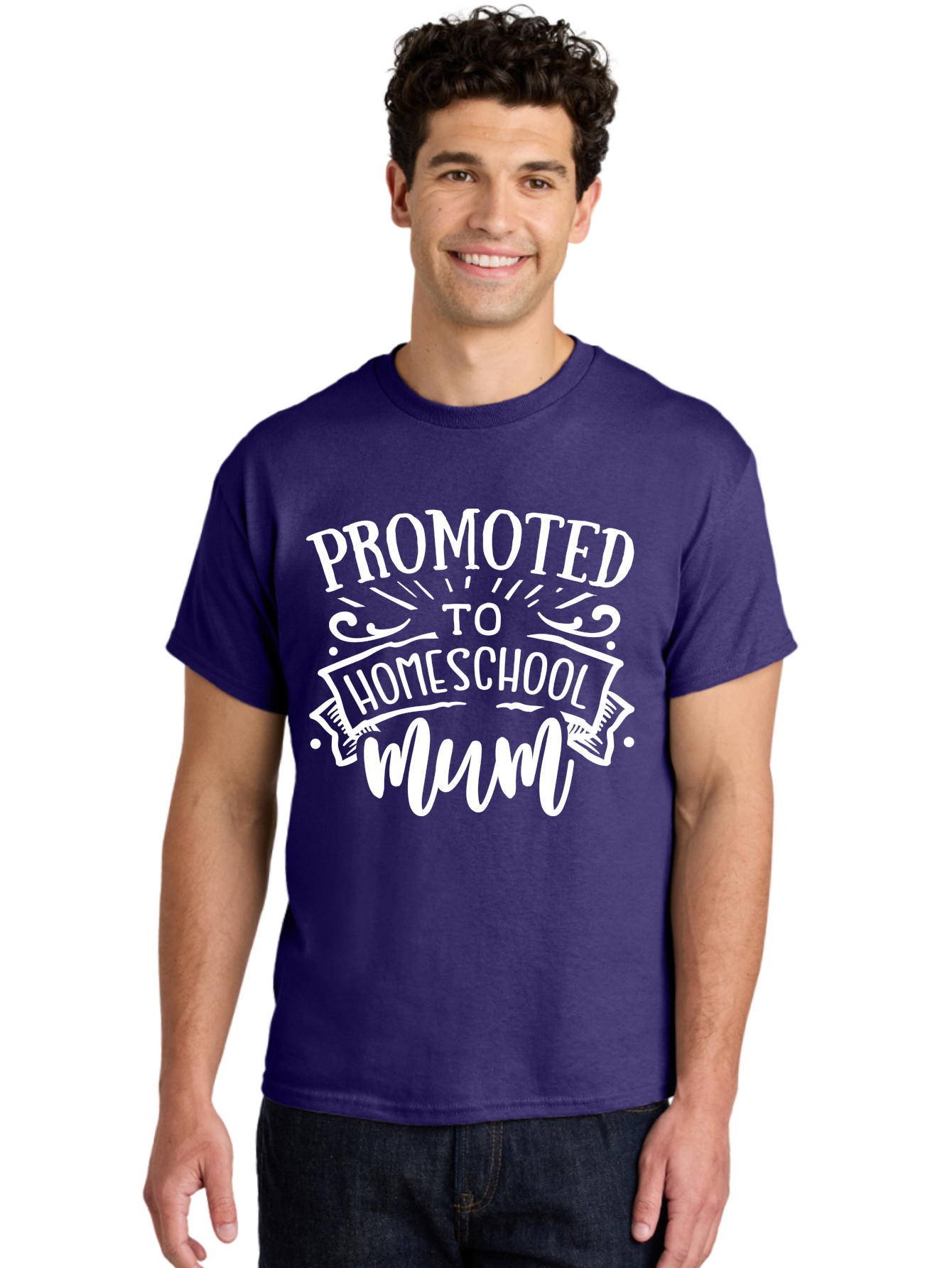 Promoted-To-Homeschool-Mum Men'S Graphic Tee, 100% Cotton, Comfortable Casual Summer Wear, Machine Washable, Homeschool Mom, Promoted To Homeschool Mum, Homeschooling, Mom Life, Parenting, Education, Funny Quote, Humorous Saying Aab420