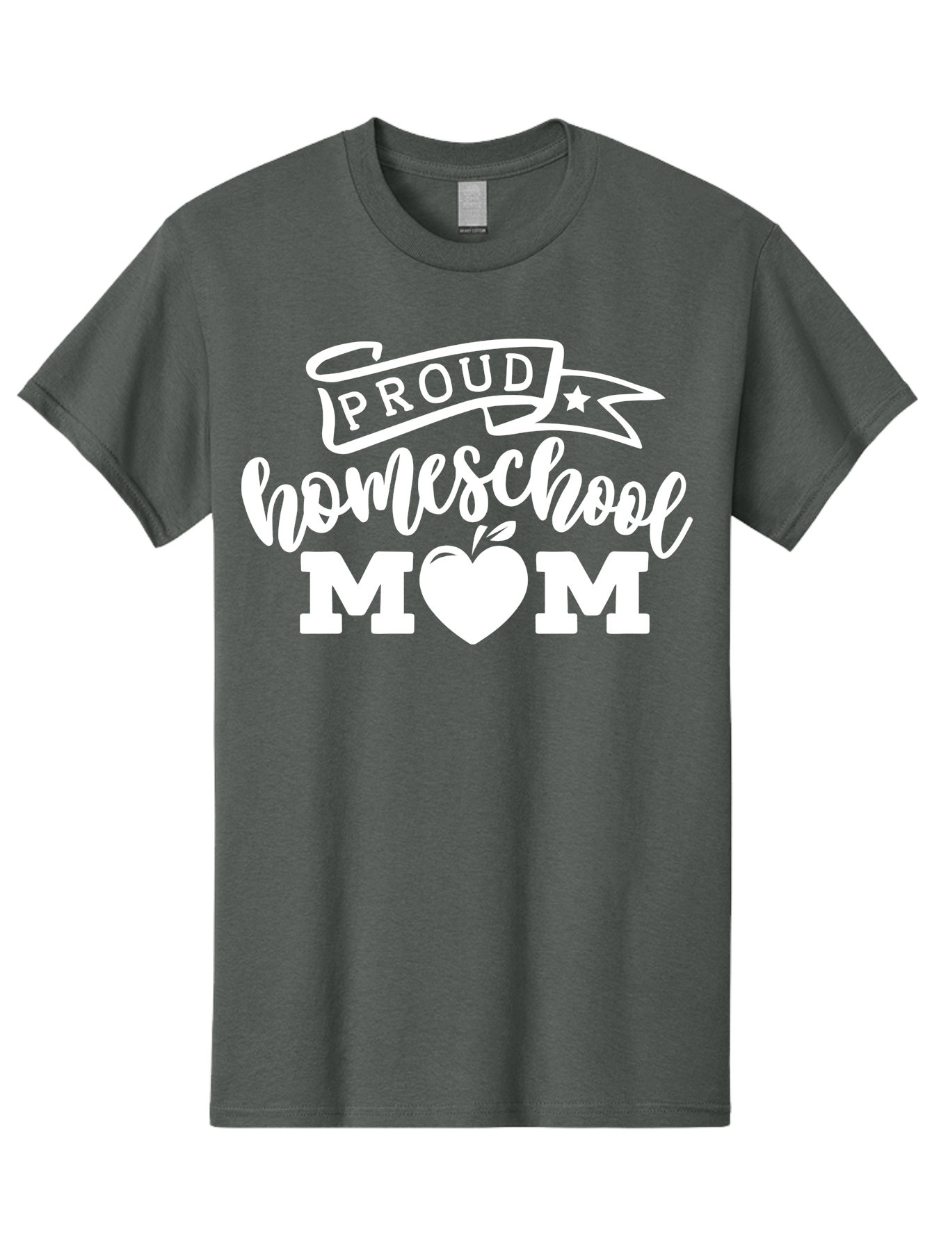 Proud-Homeschool-Mom-1 Men'S Graphic Tee, 100% Cotton, Comfortable Casual Summer Wear, Machine Washable, Homeschool Mom Graphic, Proud Parent, Apple Heart Symbol, Education, Parenting, Inspirational Quote, Homeschooling, Motherhood, Aab421