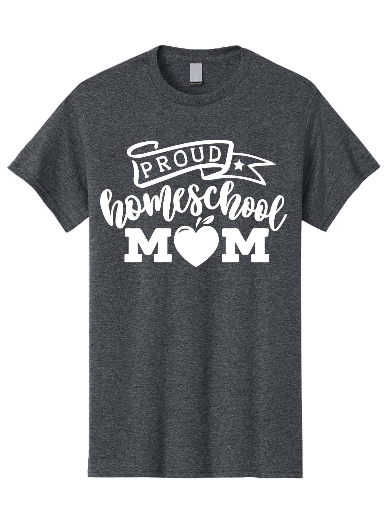 Proud-Homeschool-Mom-1 Men'S Graphic Tee, 100% Cotton, Comfortable Casual Summer Wear, Machine Washable, Homeschool Mom Graphic, Proud Parent, Apple Heart Symbol, Education, Parenting, Inspirational Quote, Homeschooling, Motherhood, Aab421