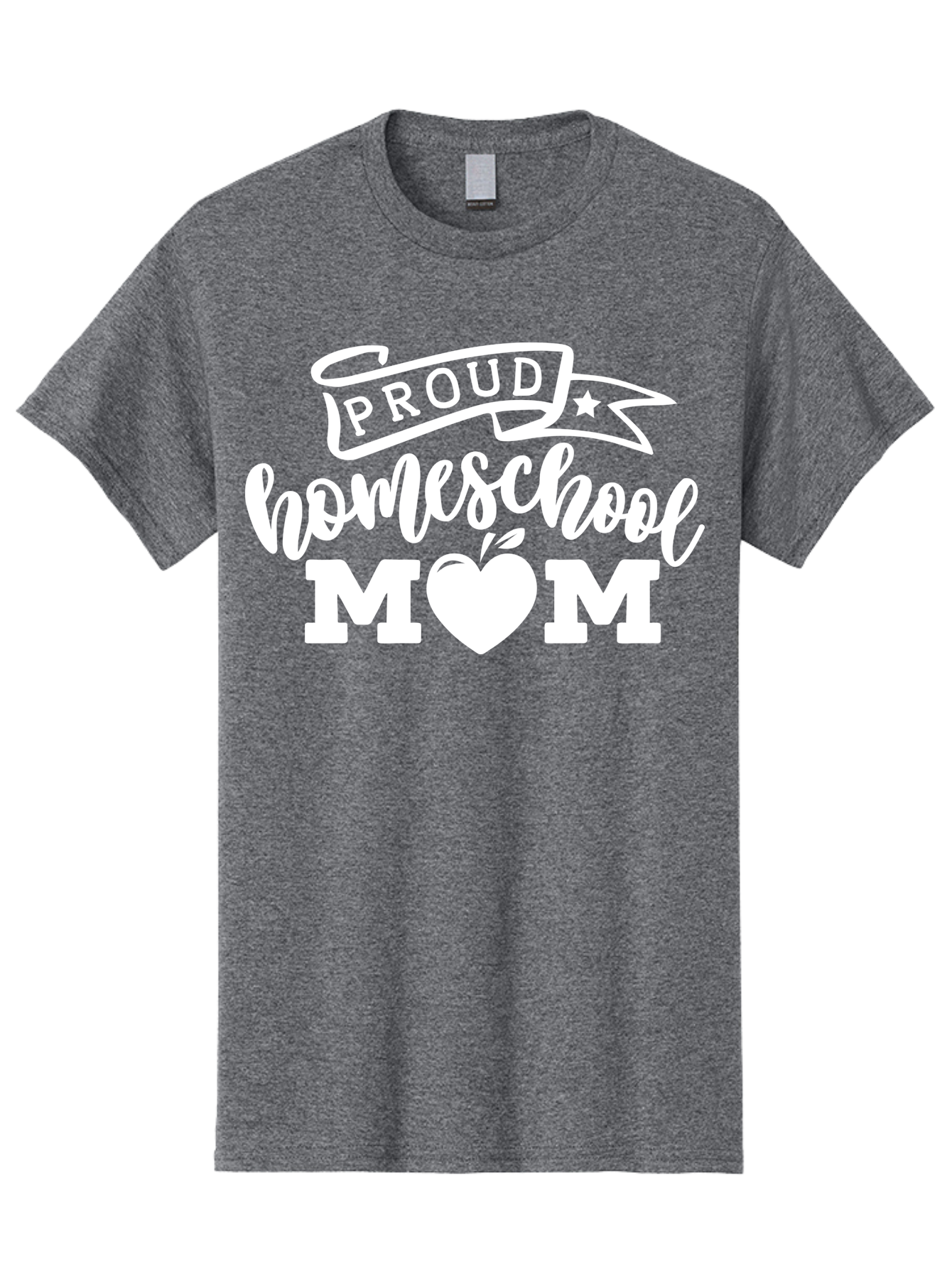 Proud-Homeschool-Mom-1 Men'S Graphic Tee, 100% Cotton, Comfortable Casual Summer Wear, Machine Washable, Homeschool Mom Graphic, Proud Parent, Apple Heart Symbol, Education, Parenting, Inspirational Quote, Homeschooling, Motherhood, Aab421