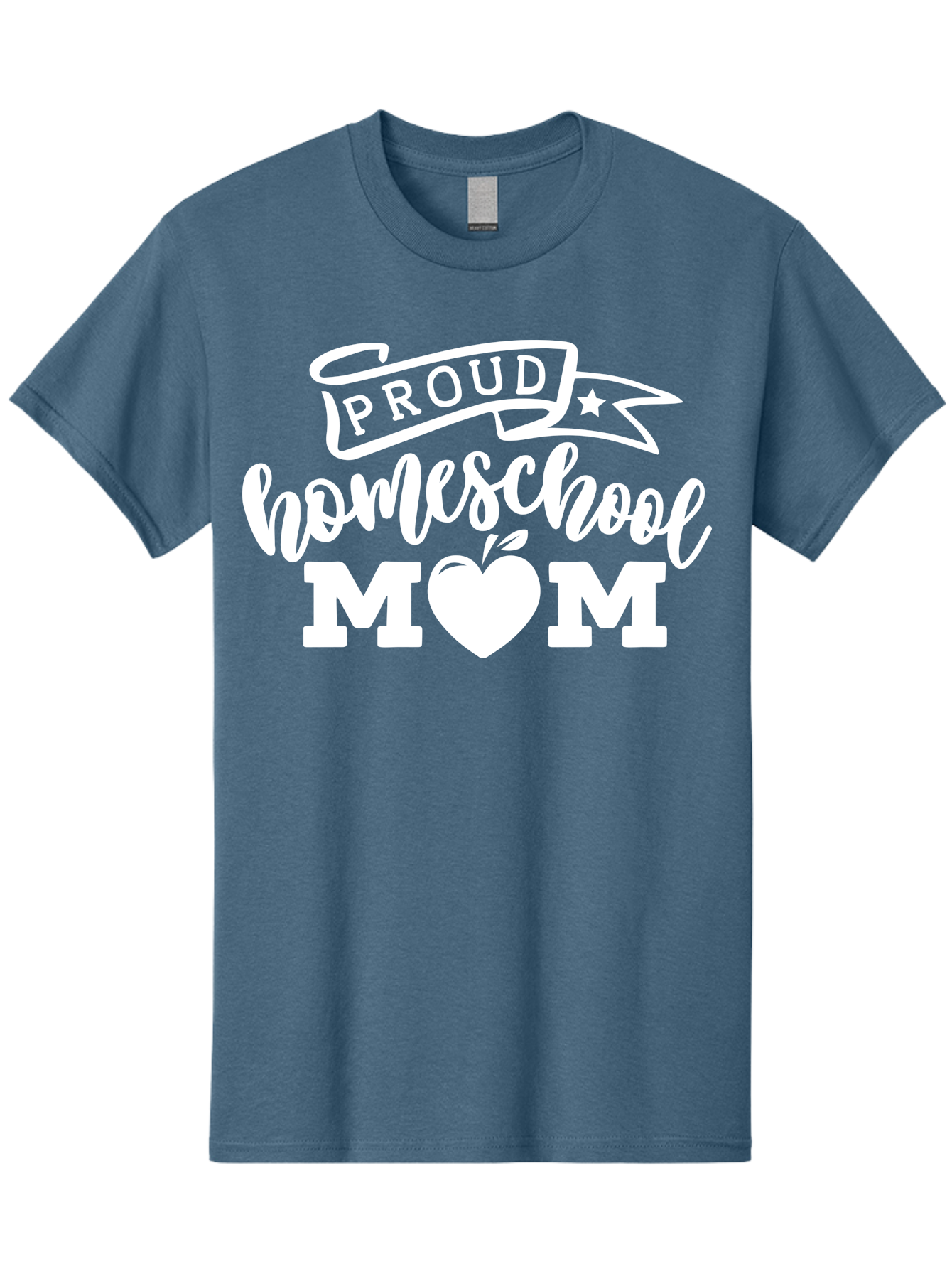 Proud-Homeschool-Mom-1 Men'S Graphic Tee, 100% Cotton, Comfortable Casual Summer Wear, Machine Washable, Homeschool Mom Graphic, Proud Parent, Apple Heart Symbol, Education, Parenting, Inspirational Quote, Homeschooling, Motherhood, Aab421