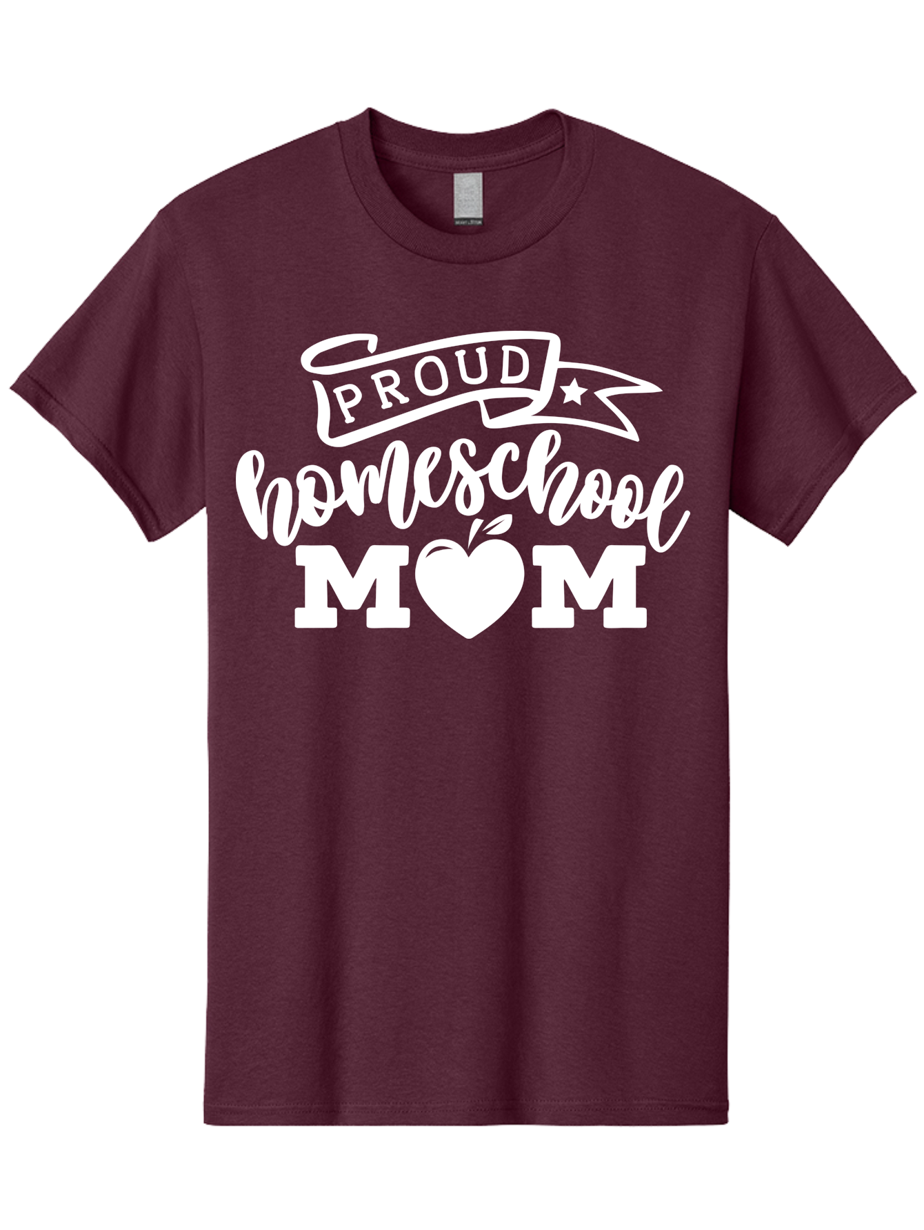 Proud-Homeschool-Mom-1 Men'S Graphic Tee, 100% Cotton, Comfortable Casual Summer Wear, Machine Washable, Homeschool Mom Graphic, Proud Parent, Apple Heart Symbol, Education, Parenting, Inspirational Quote, Homeschooling, Motherhood, Aab421