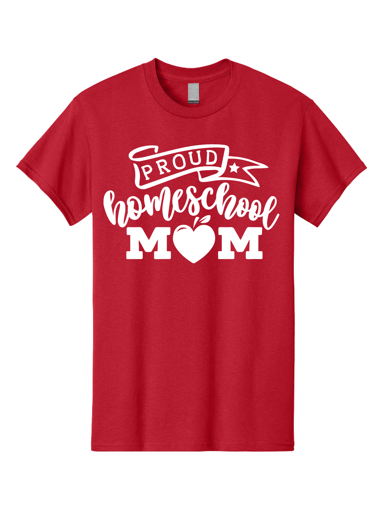 Proud-Homeschool-Mom-1 Men'S Graphic Tee, 100% Cotton, Comfortable Casual Summer Wear, Machine Washable, Homeschool Mom Graphic, Proud Parent, Apple Heart Symbol, Education, Parenting, Inspirational Quote, Homeschooling, Motherhood, Aab421