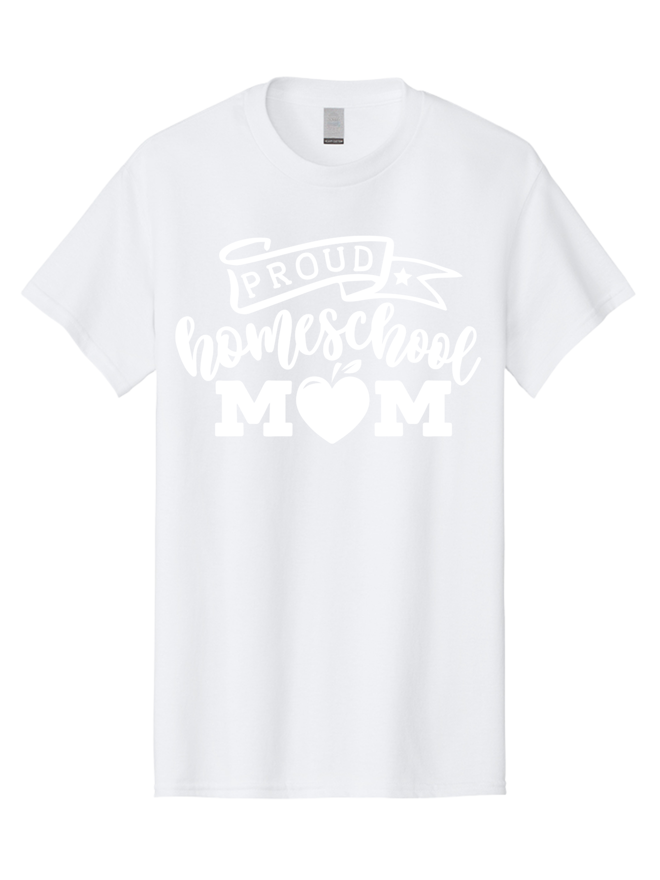 Proud-Homeschool-Mom-1 Men'S Graphic Tee, 100% Cotton, Comfortable Casual Summer Wear, Machine Washable, Homeschool Mom Graphic, Proud Parent, Apple Heart Symbol, Education, Parenting, Inspirational Quote, Homeschooling, Motherhood, Aab421