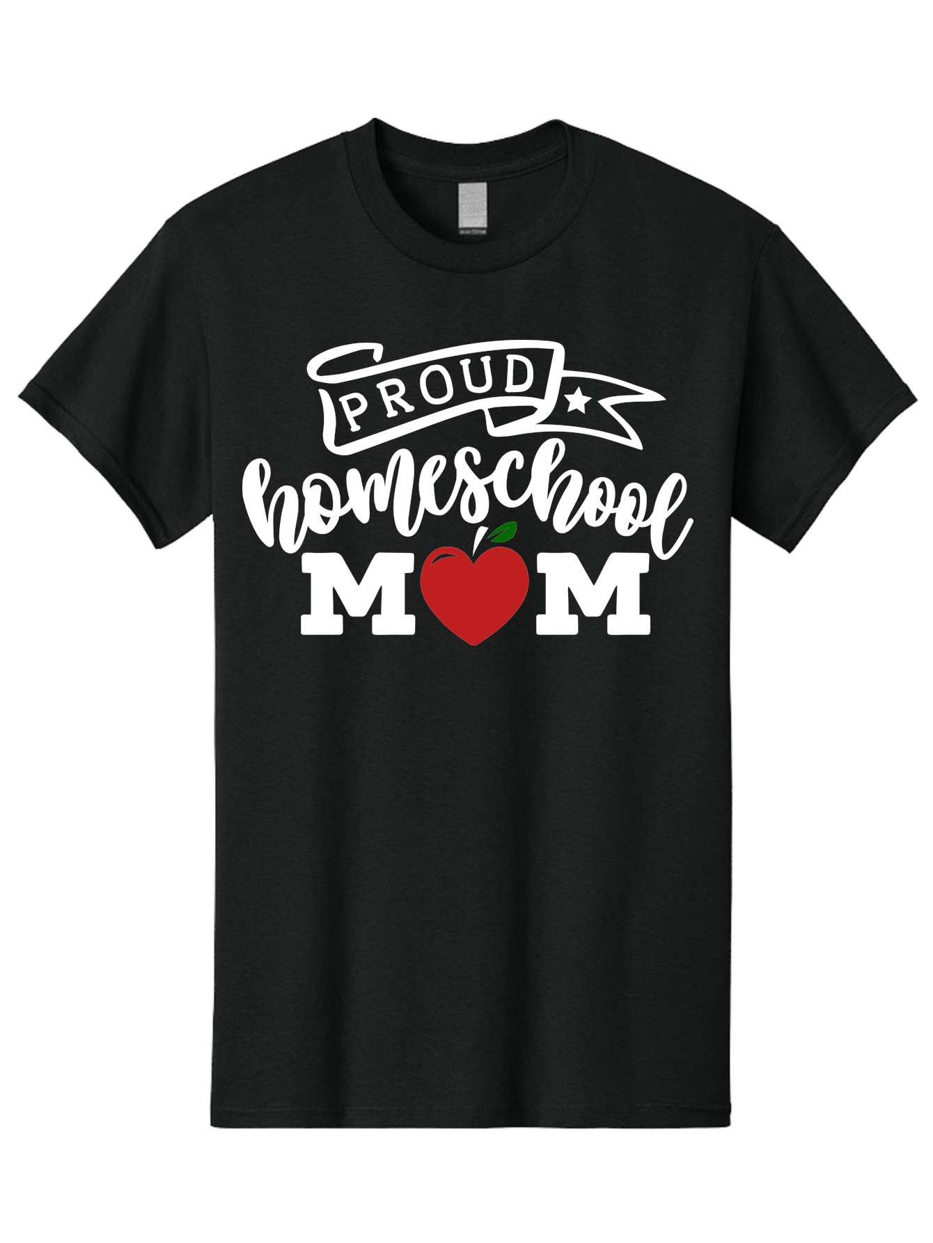 Proud-Homeschool-Mom-2 Men'S Graphic Tee, 100% Cotton, Comfortable Casual Summer Wear, Machine Washable, Homeschool Mom, Proud Parent, Apple Symbol, Homeschooling, Parenting, Education, Love For Learning, Red Apple Aab422