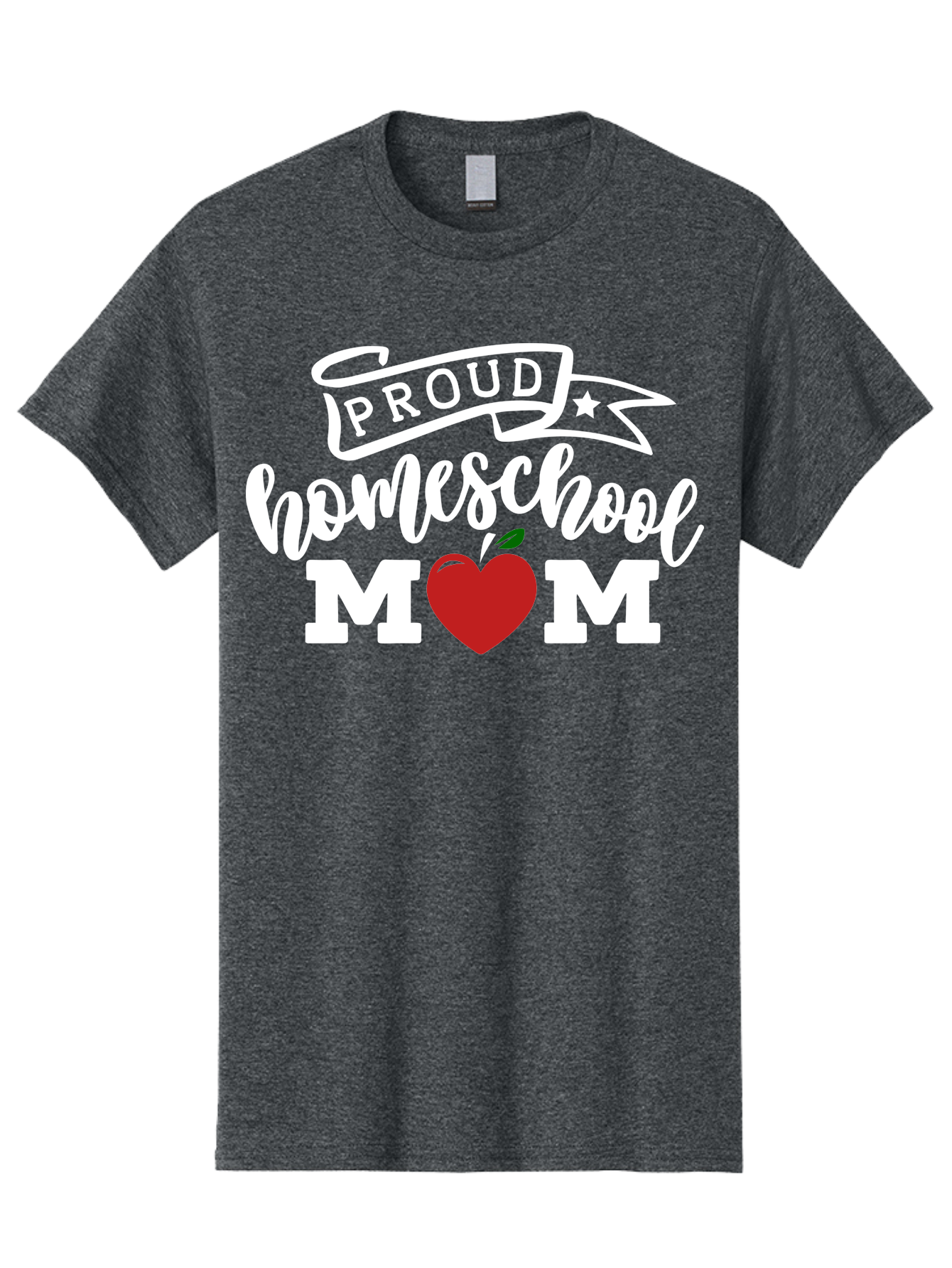 Proud-Homeschool-Mom-2 Men'S Graphic Tee, 100% Cotton, Comfortable Casual Summer Wear, Machine Washable, Homeschool Mom, Proud Parent, Apple Symbol, Homeschooling, Parenting, Education, Love For Learning, Red Apple Aab422