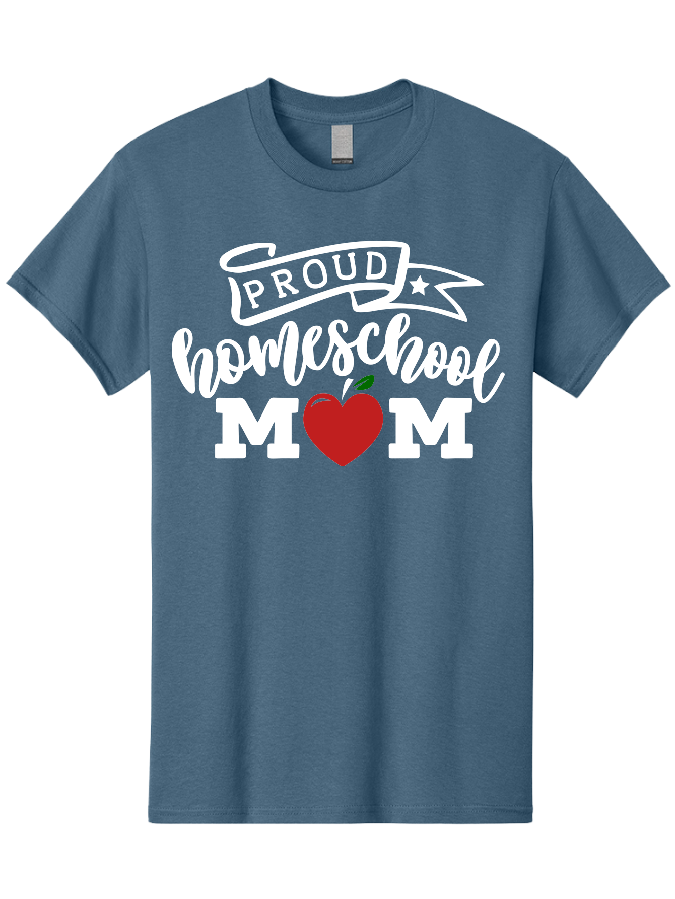 Proud-Homeschool-Mom-2 Men'S Graphic Tee, 100% Cotton, Comfortable Casual Summer Wear, Machine Washable, Homeschool Mom, Proud Parent, Apple Symbol, Homeschooling, Parenting, Education, Love For Learning, Red Apple Aab422