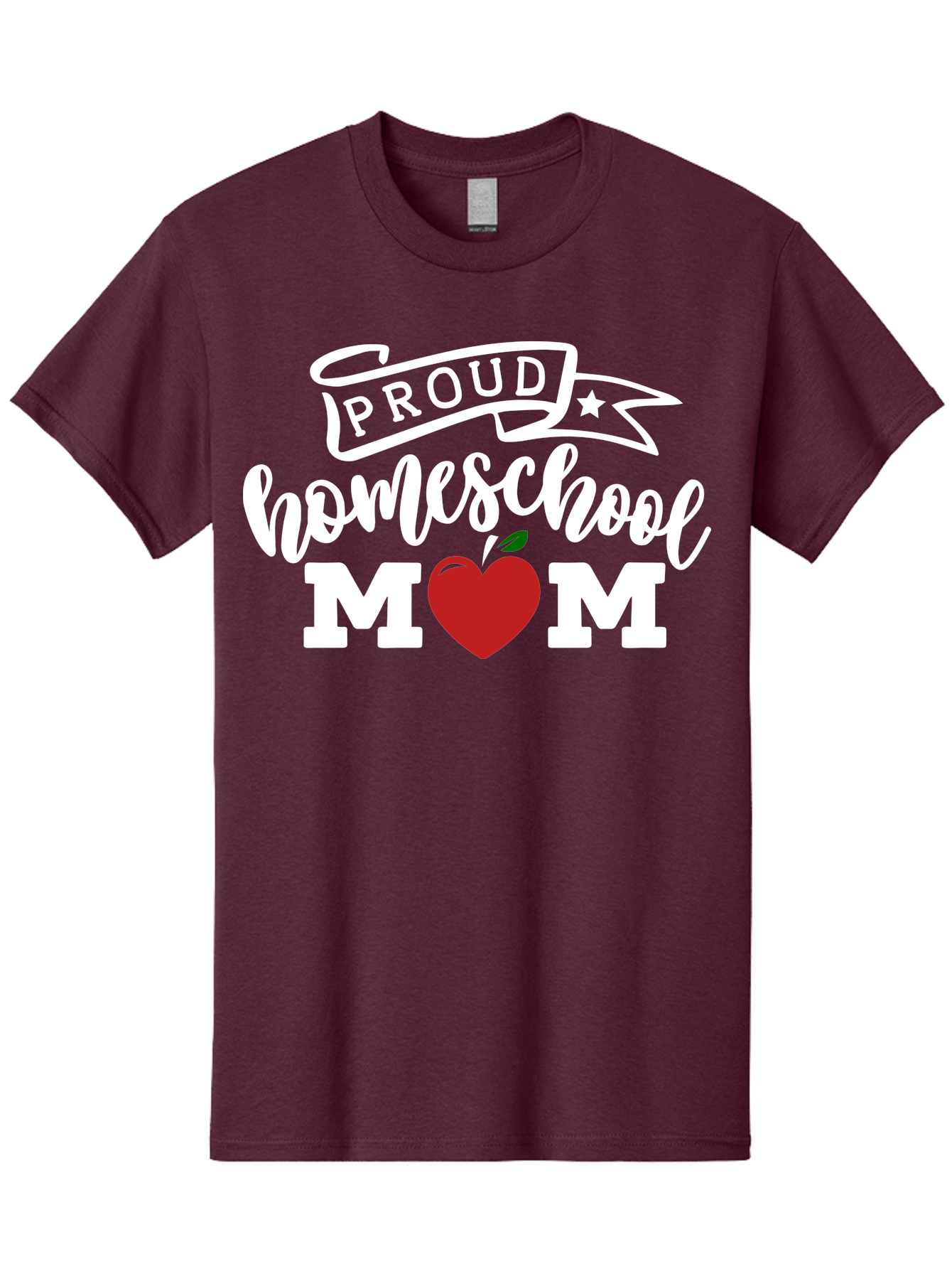 Proud-Homeschool-Mom-2 Men'S Graphic Tee, 100% Cotton, Comfortable Casual Summer Wear, Machine Washable, Homeschool Mom, Proud Parent, Apple Symbol, Homeschooling, Parenting, Education, Love For Learning, Red Apple Aab422