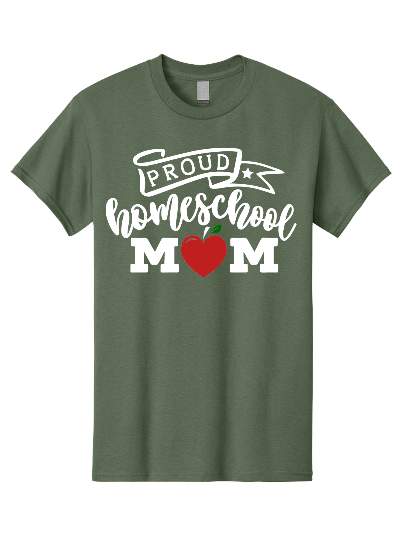 Proud-Homeschool-Mom-2 Men'S Graphic Tee, 100% Cotton, Comfortable Casual Summer Wear, Machine Washable, Homeschool Mom, Proud Parent, Apple Symbol, Homeschooling, Parenting, Education, Love For Learning, Red Apple Aab422