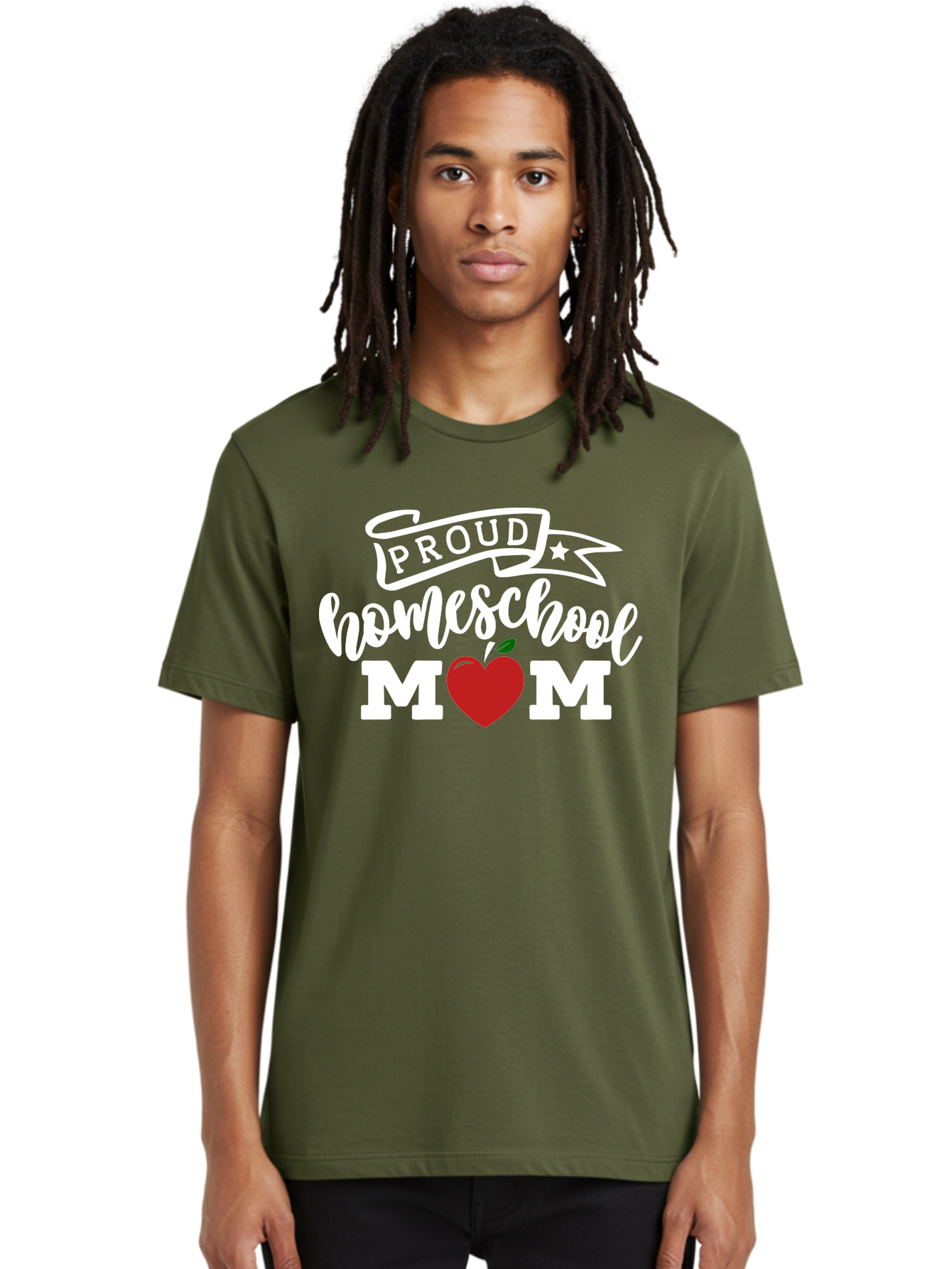 Proud-Homeschool-Mom-2 Men'S Graphic Tee, 100% Cotton, Comfortable Casual Summer Wear, Machine Washable, Homeschool Mom, Proud Parent, Apple Symbol, Homeschooling, Parenting, Education, Love For Learning, Red Apple Aab422