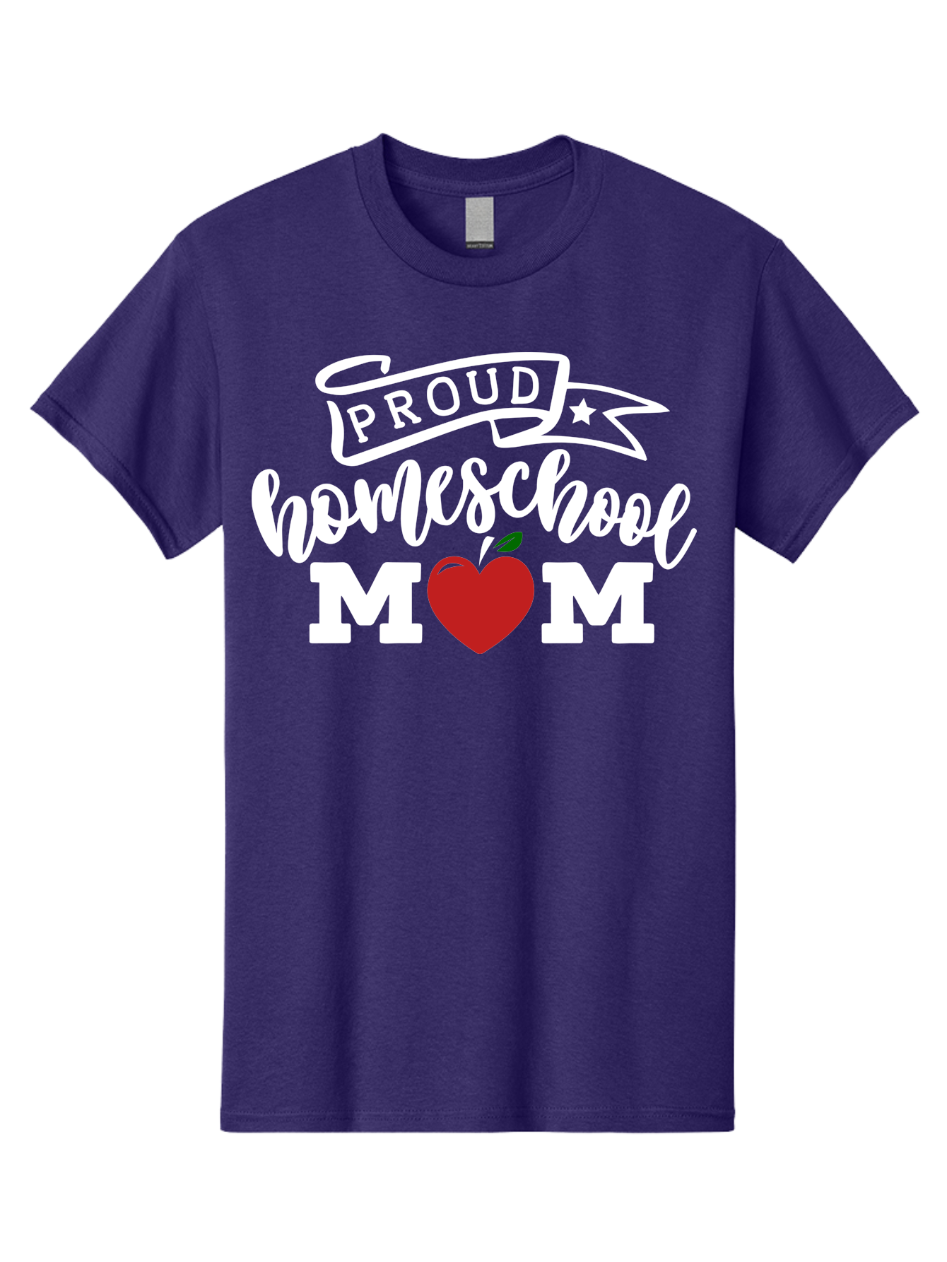 Proud-Homeschool-Mom-2 Men'S Graphic Tee, 100% Cotton, Comfortable Casual Summer Wear, Machine Washable, Homeschool Mom, Proud Parent, Apple Symbol, Homeschooling, Parenting, Education, Love For Learning, Red Apple Aab422