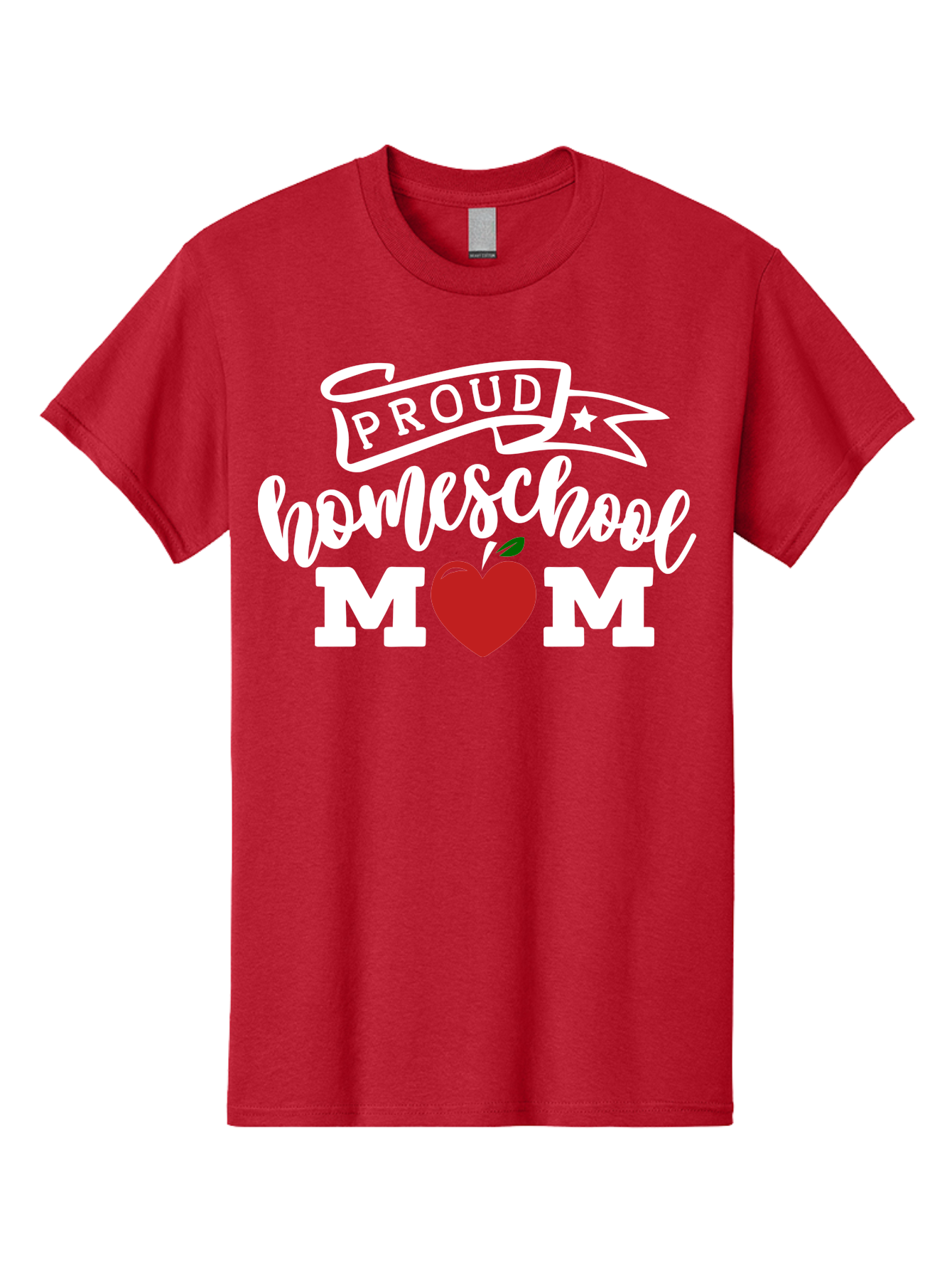 Proud-Homeschool-Mom-2 Men'S Graphic Tee, 100% Cotton, Comfortable Casual Summer Wear, Machine Washable, Homeschool Mom, Proud Parent, Apple Symbol, Homeschooling, Parenting, Education, Love For Learning, Red Apple Aab422