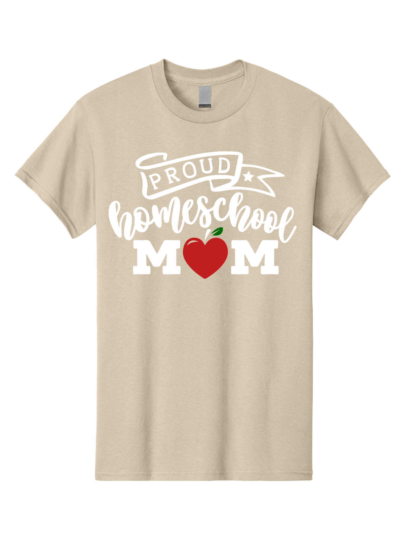 Proud-Homeschool-Mom-2 Men'S Graphic Tee, 100% Cotton, Comfortable Casual Summer Wear, Machine Washable, Homeschool Mom, Proud Parent, Apple Symbol, Homeschooling, Parenting, Education, Love For Learning, Red Apple Aab422