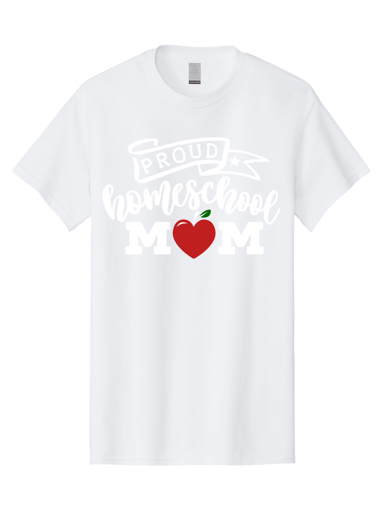 Proud-Homeschool-Mom-2 Men'S Graphic Tee, 100% Cotton, Comfortable Casual Summer Wear, Machine Washable, Homeschool Mom, Proud Parent, Apple Symbol, Homeschooling, Parenting, Education, Love For Learning, Red Apple Aab422
