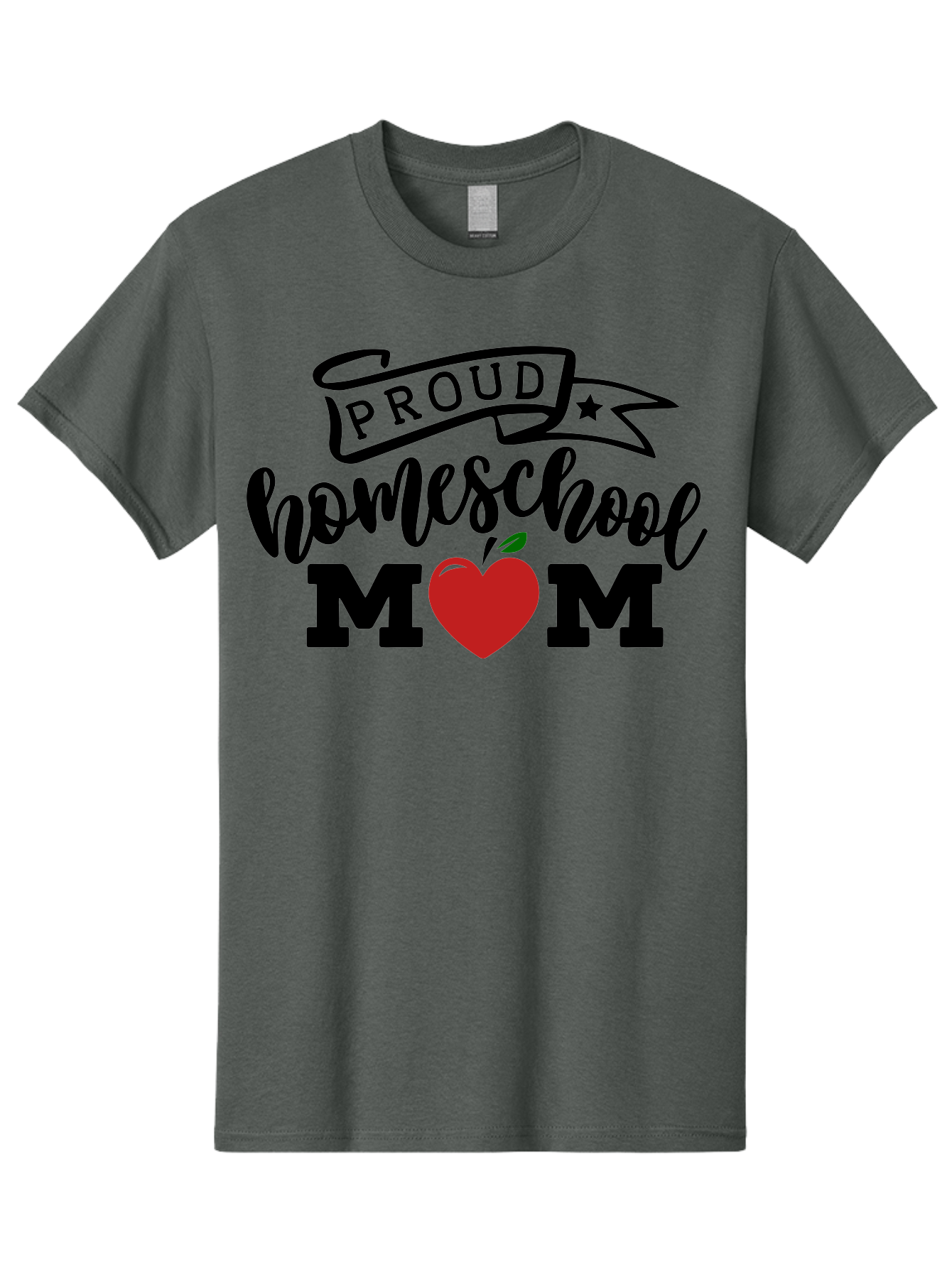 Proud-Homeschool-Mom-3 Men'S Graphic Tee, 100% Cotton, Comfortable Casual Summer Wear, Machine Washable, Homeschool Mom, Proud Parent, Homeschooling, Parenting, Education, Apple, Mother, Proud Homeschool Mom, Family, Love Aab423