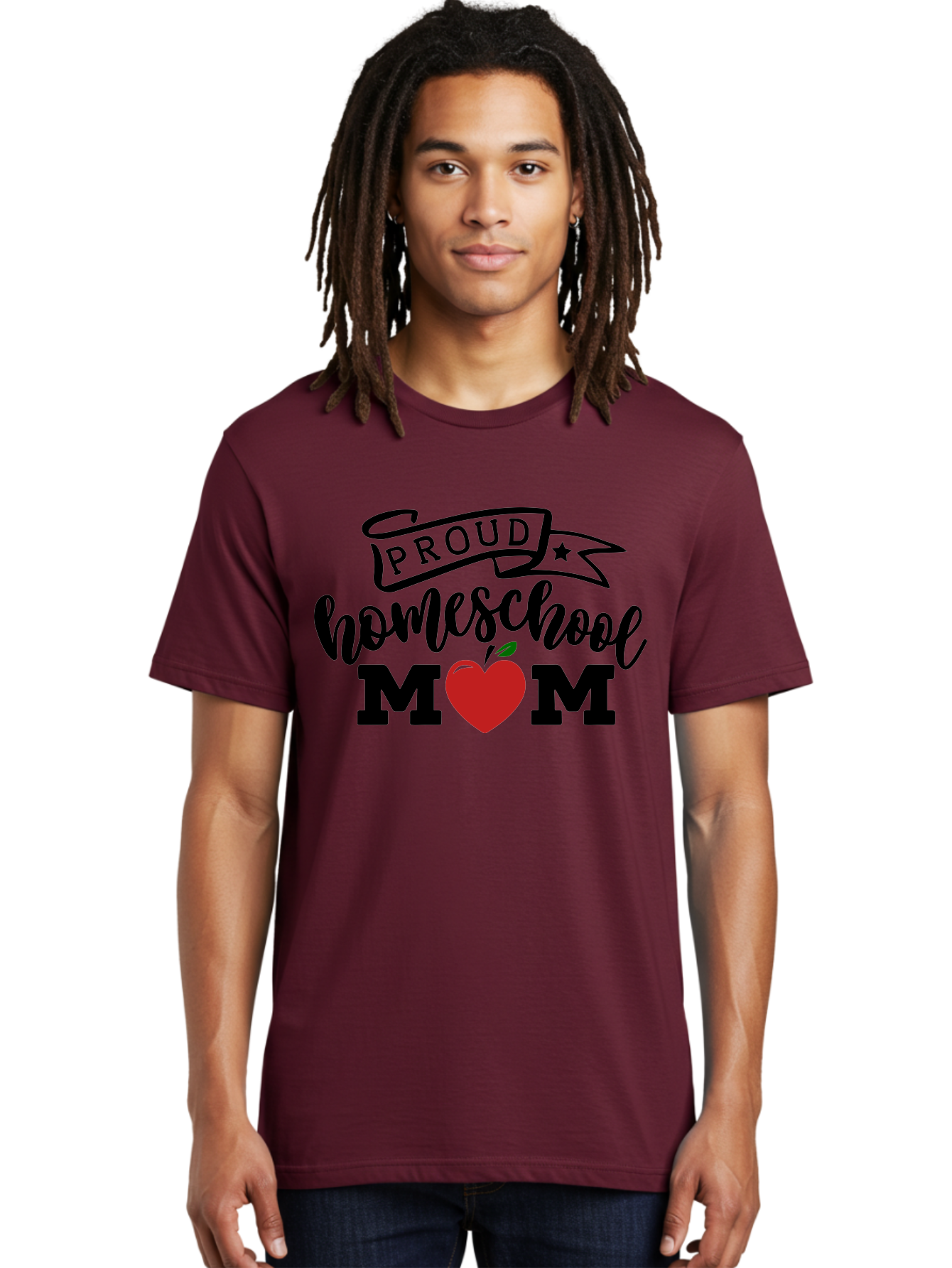Proud-Homeschool-Mom-3 Men'S Graphic Tee, 100% Cotton, Comfortable Casual Summer Wear, Machine Washable, Homeschool Mom, Proud Parent, Homeschooling, Parenting, Education, Apple, Mother, Proud Homeschool Mom, Family, Love Aab423