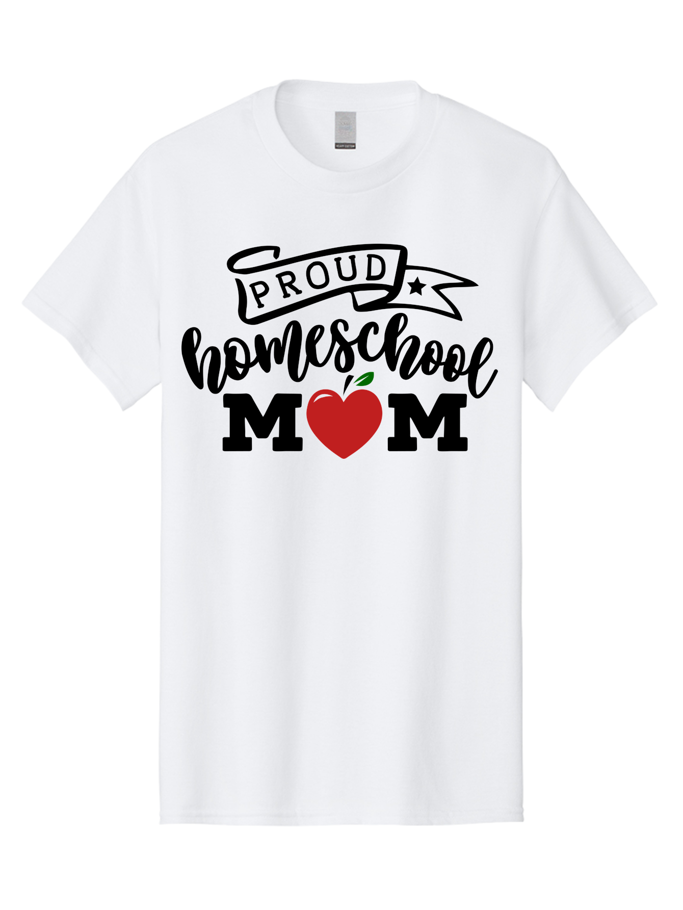 Proud-Homeschool-Mom-3 Men'S Graphic Tee, 100% Cotton, Comfortable Casual Summer Wear, Machine Washable, Homeschool Mom, Proud Parent, Homeschooling, Parenting, Education, Apple, Mother, Proud Homeschool Mom, Family, Love Aab423
