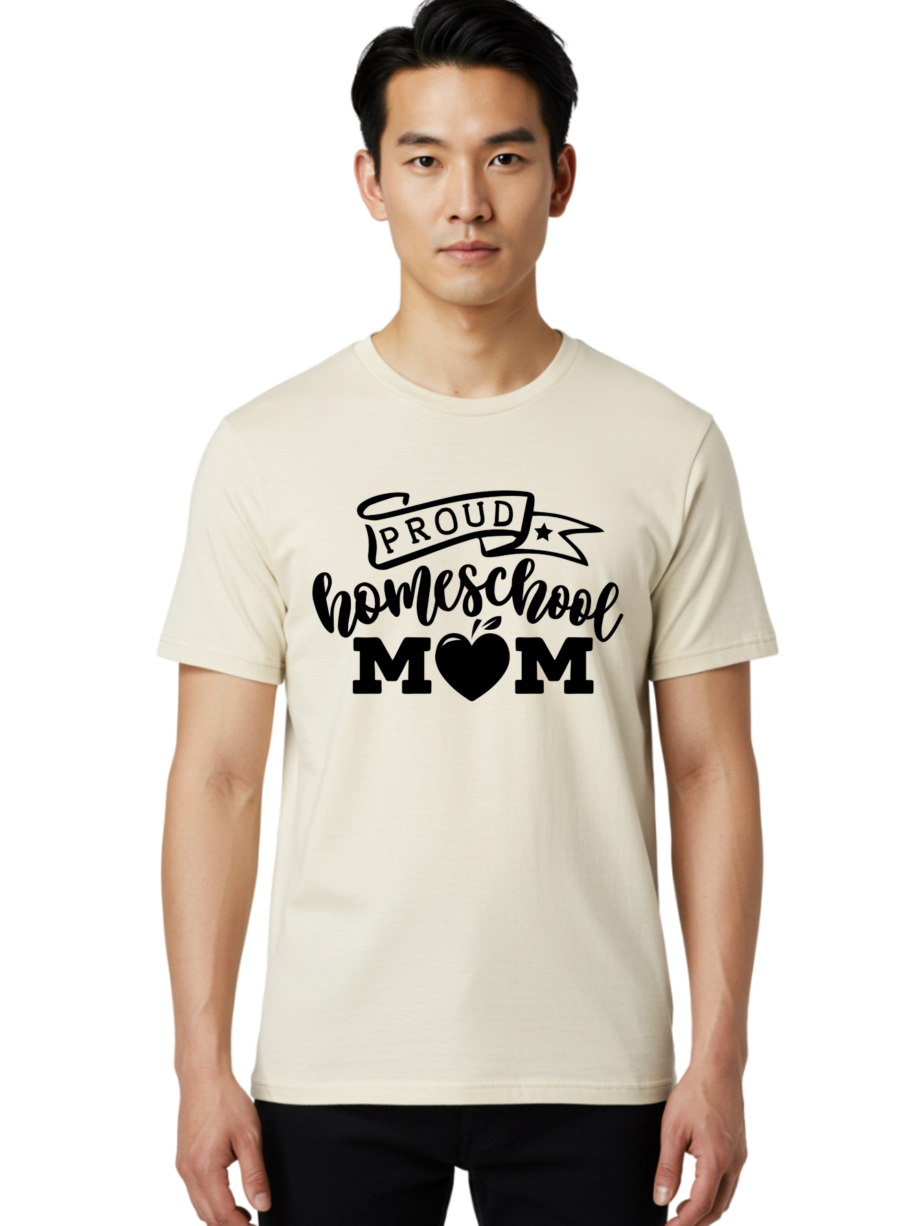 Proud-Homeschool-Mom Men'S Graphic Tee, 100% Cotton, Comfortable Casual Summer Wear, Machine Washable, Homeschool Mom, Proud Parent, Apple Of My Eye, Home Education, Parenting Pride, Mom Love, Education Support, Heart Of The Home Aab424