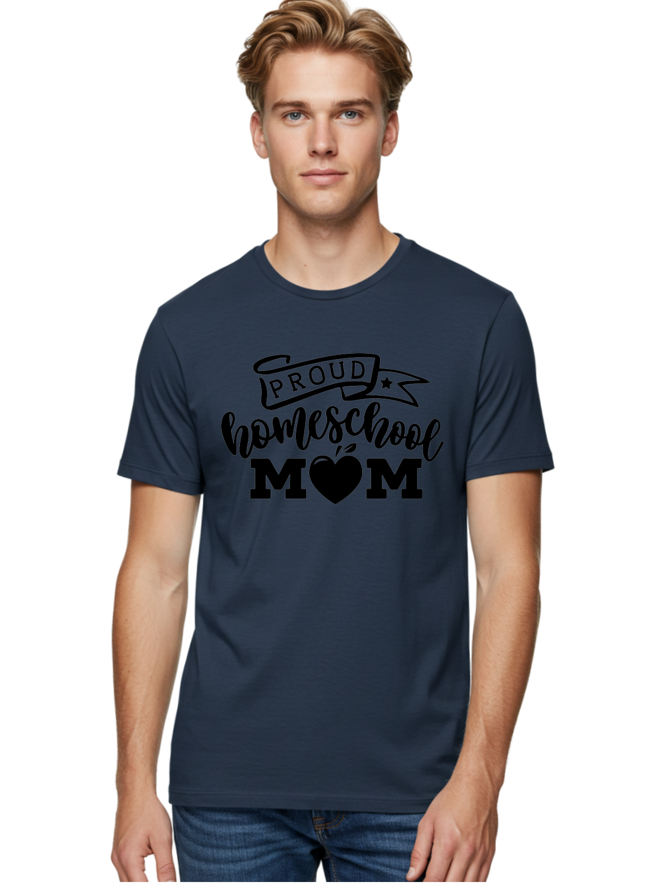 Proud-Homeschool-Mom Men'S Graphic Tee, 100% Cotton, Comfortable Casual Summer Wear, Machine Washable, Homeschool Mom, Proud Parent, Apple Of My Eye, Home Education, Parenting Pride, Mom Love, Education Support, Heart Of The Home Aab424