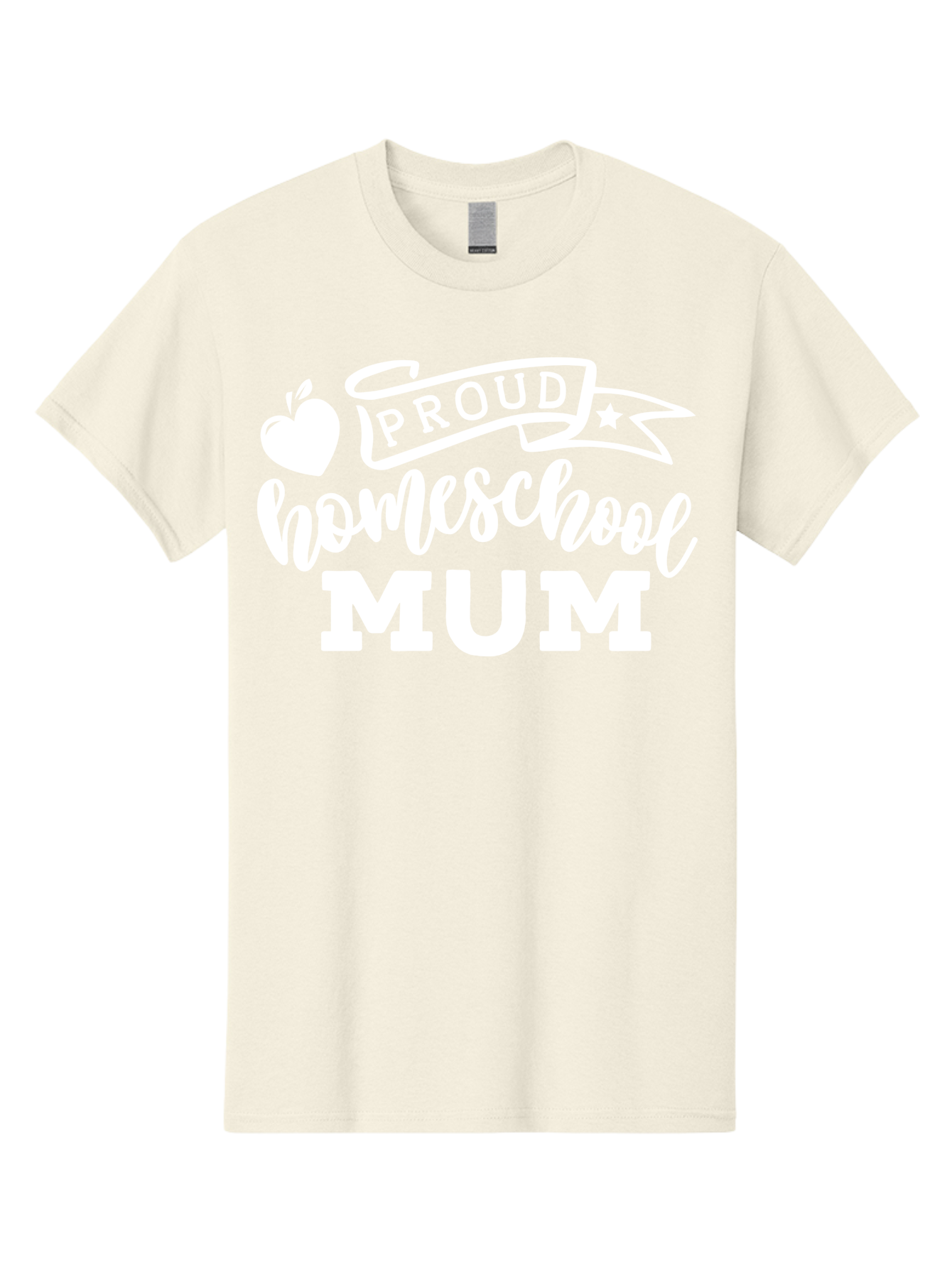 Proud-Homeschool-Mum-1 Men'S Graphic Tee, 100% Cotton, Comfortable Casual Summer Wear, Machine Washable, Homeschool Mom, Proud Parent, Homeschooling, Motherhood, Education, Apple Logo, Star Symbol, Banner Design, Parent Teacher, Aab425