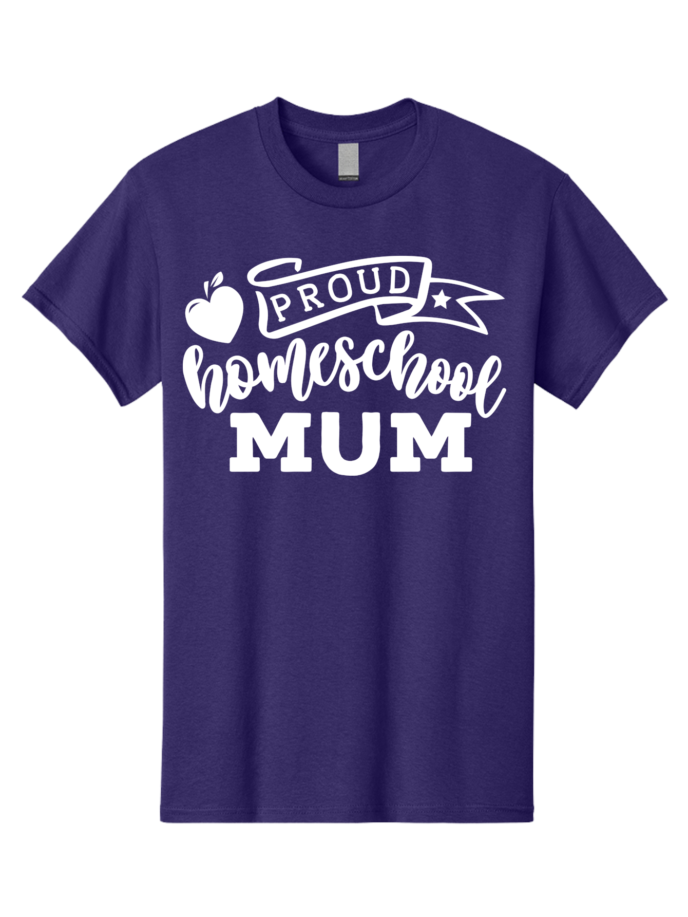 Proud-Homeschool-Mum-1 Men'S Graphic Tee, 100% Cotton, Comfortable Casual Summer Wear, Machine Washable, Homeschool Mom, Proud Parent, Homeschooling, Motherhood, Education, Apple Logo, Star Symbol, Banner Design, Parent Teacher, Aab425