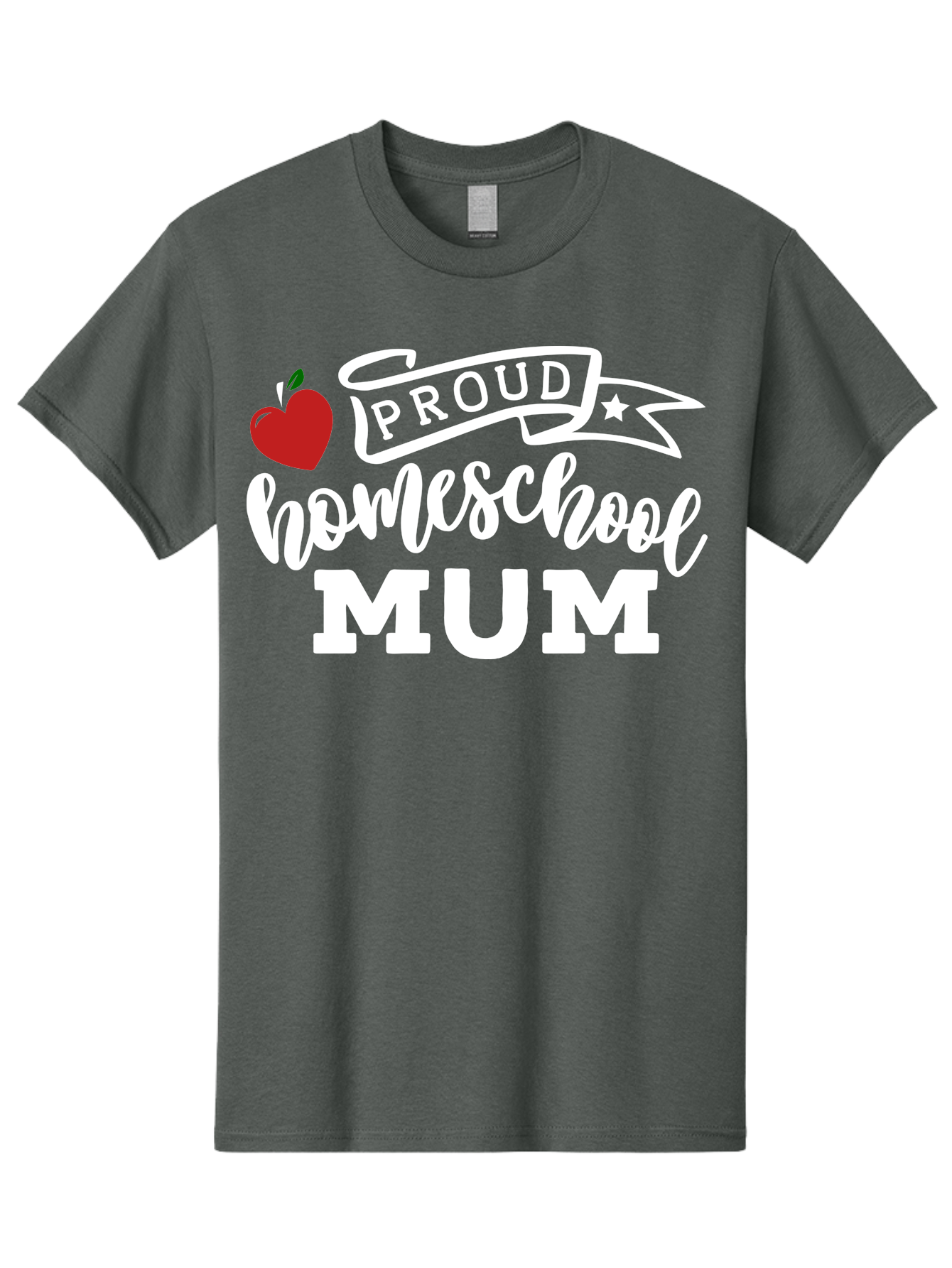 Proud-Homeschool-Mum-2 Men'S Graphic Tee, 100% Cotton, Comfortable Casual Summer Wear, Machine Washable, Proud Homeschool Mum, Homeschooling Mom, Home Education, Proud Parent, Apple Logo, Banner Design, Star Symbol, Custom Apparel, Aab426