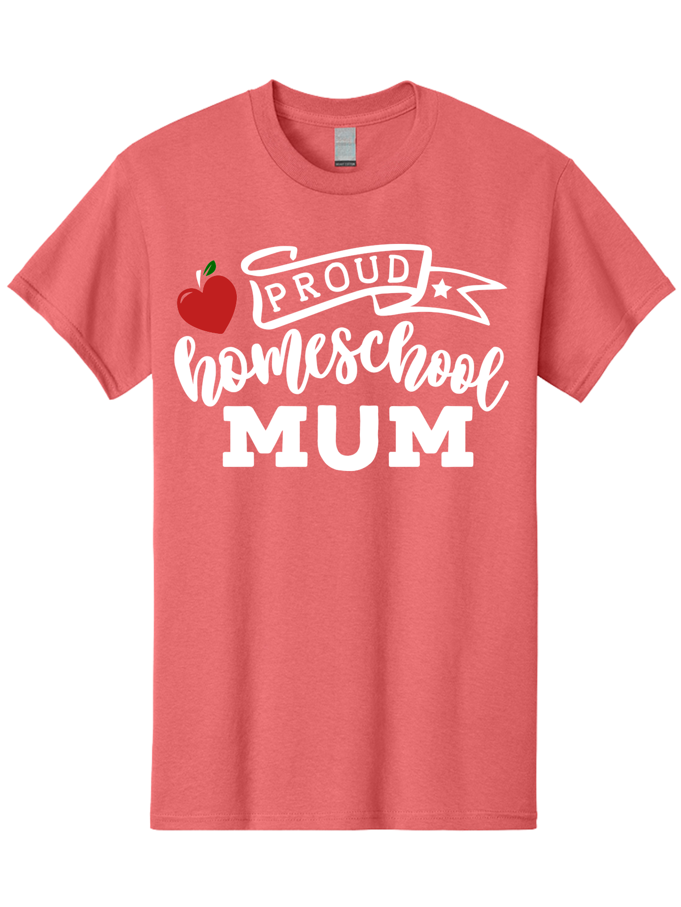 Proud-Homeschool-Mum-2 Men'S Graphic Tee, 100% Cotton, Comfortable Casual Summer Wear, Machine Washable, Proud Homeschool Mum, Homeschooling Mom, Home Education, Proud Parent, Apple Logo, Banner Design, Star Symbol, Custom Apparel, Aab426