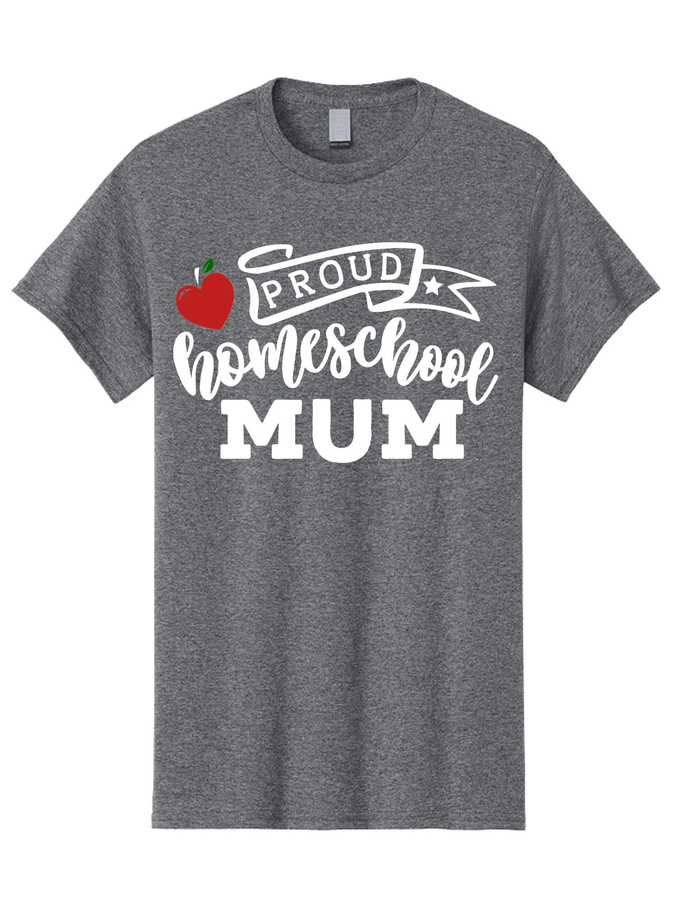 Proud-Homeschool-Mum-2 Men'S Graphic Tee, 100% Cotton, Comfortable Casual Summer Wear, Machine Washable, Proud Homeschool Mum, Homeschooling Mom, Home Education, Proud Parent, Apple Logo, Banner Design, Star Symbol, Custom Apparel, Aab426