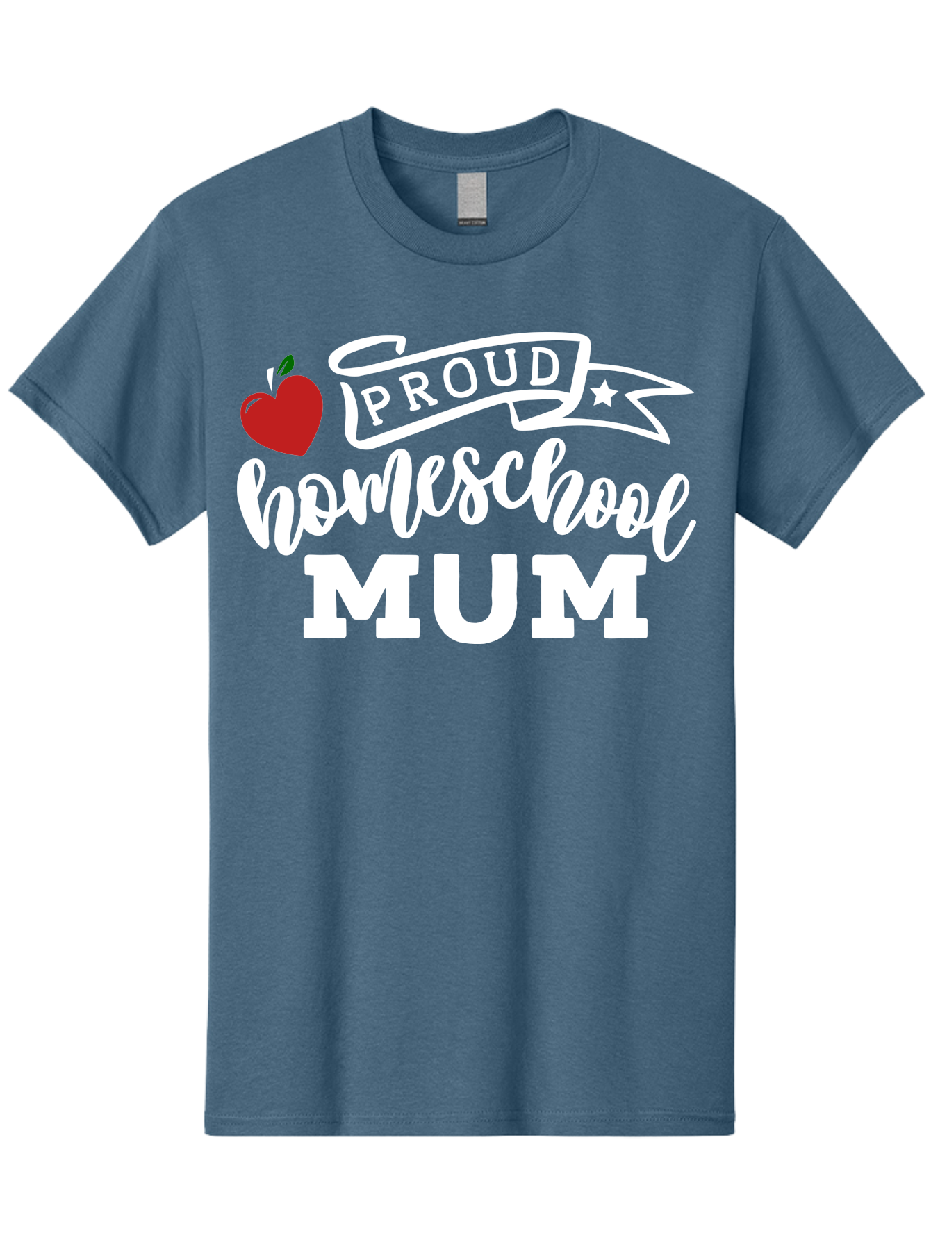 Proud-Homeschool-Mum-2 Men'S Graphic Tee, 100% Cotton, Comfortable Casual Summer Wear, Machine Washable, Proud Homeschool Mum, Homeschooling Mom, Home Education, Proud Parent, Apple Logo, Banner Design, Star Symbol, Custom Apparel, Aab426