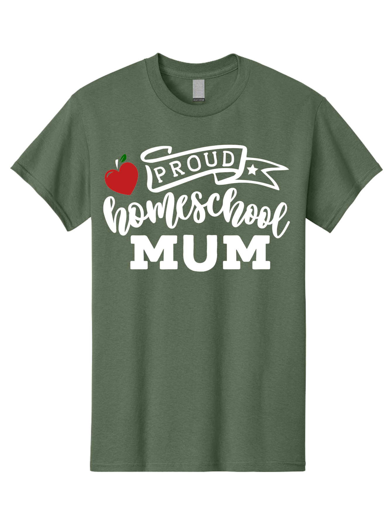 Proud-Homeschool-Mum-2 Men'S Graphic Tee, 100% Cotton, Comfortable Casual Summer Wear, Machine Washable, Proud Homeschool Mum, Homeschooling Mom, Home Education, Proud Parent, Apple Logo, Banner Design, Star Symbol, Custom Apparel, Aab426