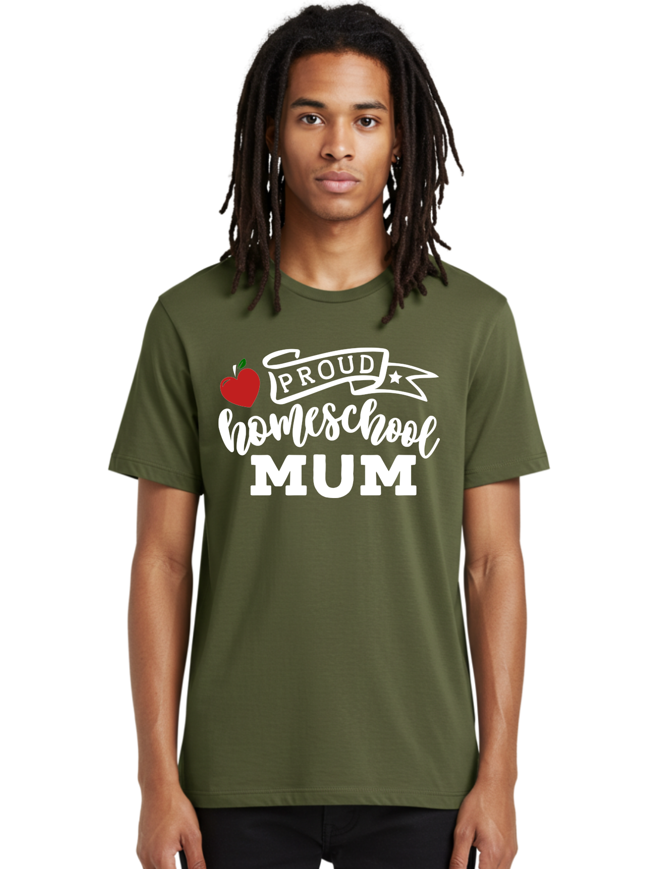 Proud-Homeschool-Mum-2 Men'S Graphic Tee, 100% Cotton, Comfortable Casual Summer Wear, Machine Washable, Proud Homeschool Mum, Homeschooling Mom, Home Education, Proud Parent, Apple Logo, Banner Design, Star Symbol, Custom Apparel, Aab426