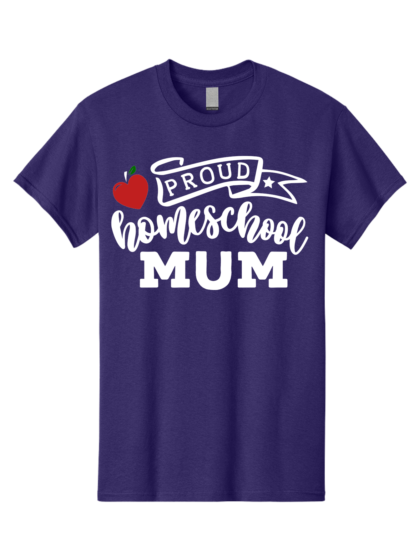 Proud-Homeschool-Mum-2 Men'S Graphic Tee, 100% Cotton, Comfortable Casual Summer Wear, Machine Washable, Proud Homeschool Mum, Homeschooling Mom, Home Education, Proud Parent, Apple Logo, Banner Design, Star Symbol, Custom Apparel, Aab426