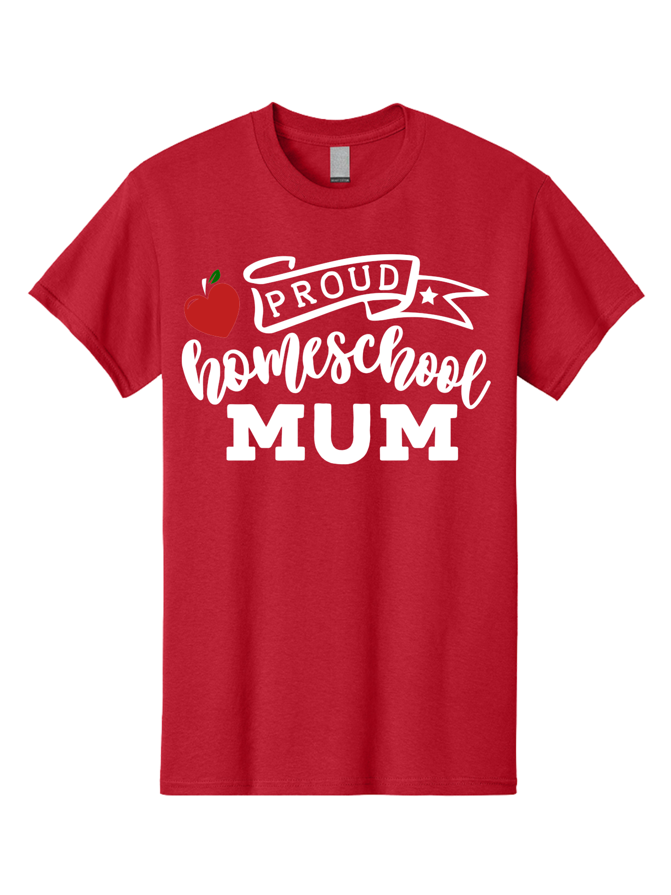 Proud-Homeschool-Mum-2 Men'S Graphic Tee, 100% Cotton, Comfortable Casual Summer Wear, Machine Washable, Proud Homeschool Mum, Homeschooling Mom, Home Education, Proud Parent, Apple Logo, Banner Design, Star Symbol, Custom Apparel, Aab426