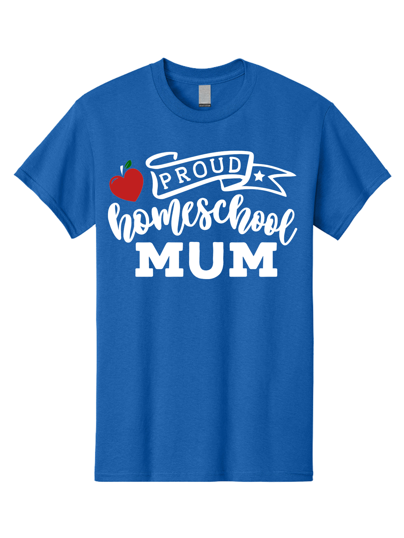 Proud-Homeschool-Mum-2 Men'S Graphic Tee, 100% Cotton, Comfortable Casual Summer Wear, Machine Washable, Proud Homeschool Mum, Homeschooling Mom, Home Education, Proud Parent, Apple Logo, Banner Design, Star Symbol, Custom Apparel, Aab426