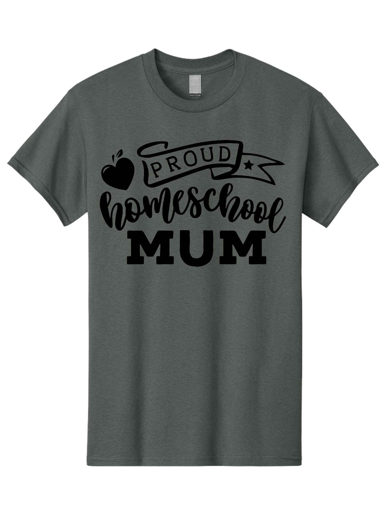 Proud-Homeschool-Mum Men'S Graphic Tee, 100% Cotton, Comfortable Casual Summer Wear, Machine Washable, Homeschool Mom, Proud Parent, Education, Learning, Apple Symbol, Star Icon, Homeschooling, Mom Life Aab428