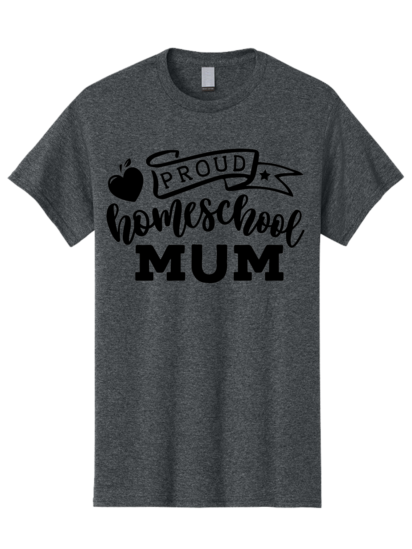 Proud-Homeschool-Mum Men'S Graphic Tee, 100% Cotton, Comfortable Casual Summer Wear, Machine Washable, Homeschool Mom, Proud Parent, Education, Learning, Apple Symbol, Star Icon, Homeschooling, Mom Life Aab428