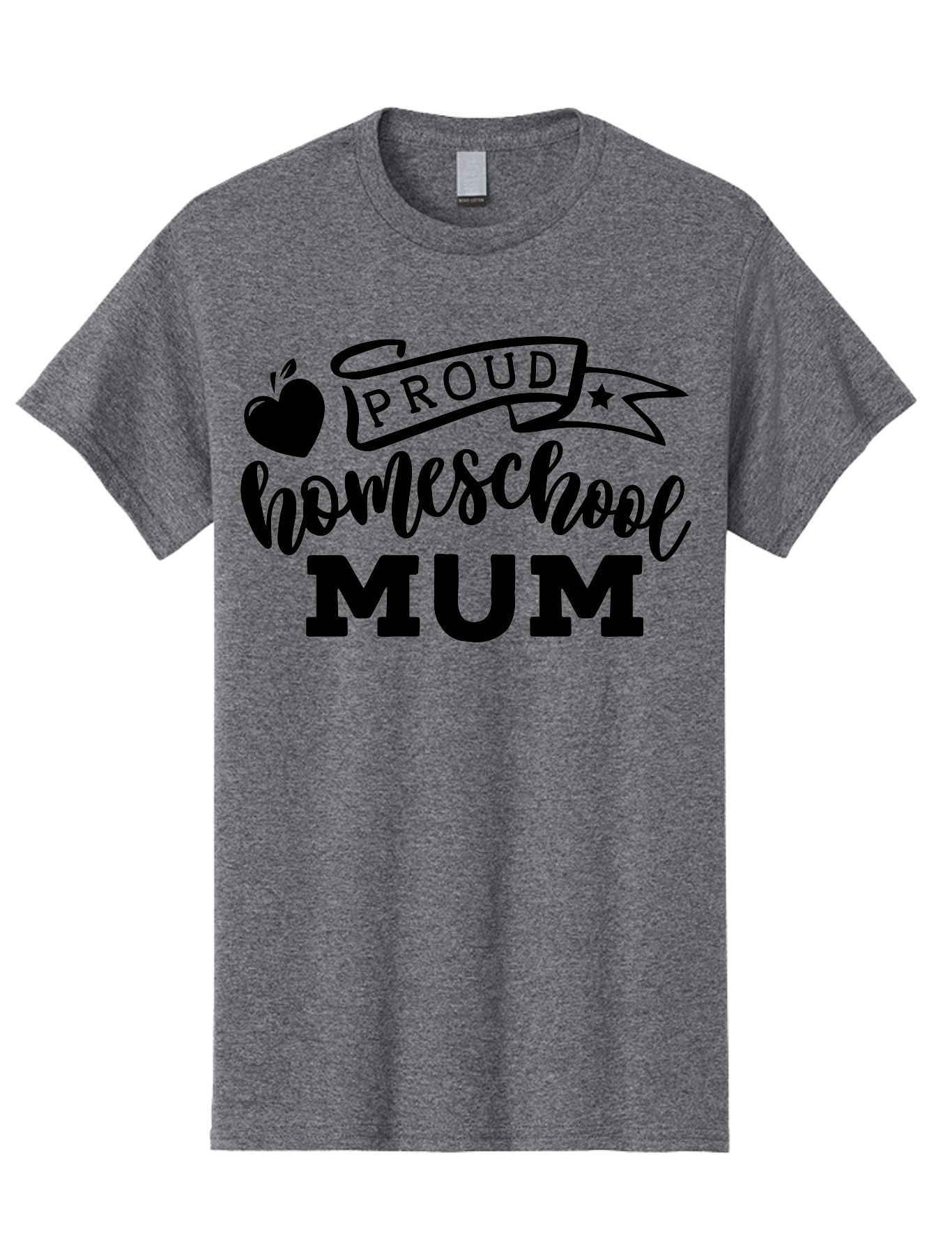 Proud-Homeschool-Mum Men'S Graphic Tee, 100% Cotton, Comfortable Casual Summer Wear, Machine Washable, Homeschool Mom, Proud Parent, Education, Learning, Apple Symbol, Star Icon, Homeschooling, Mom Life Aab428