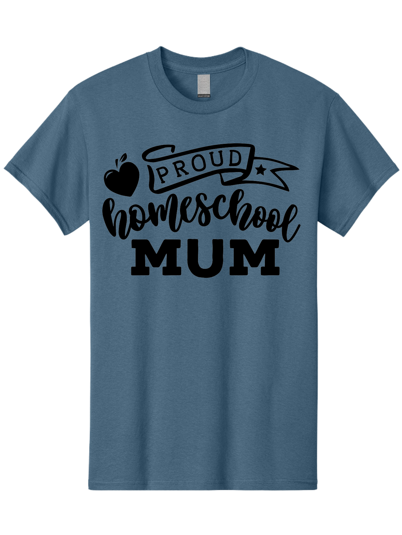 Proud-Homeschool-Mum Men'S Graphic Tee, 100% Cotton, Comfortable Casual Summer Wear, Machine Washable, Homeschool Mom, Proud Parent, Education, Learning, Apple Symbol, Star Icon, Homeschooling, Mom Life Aab428