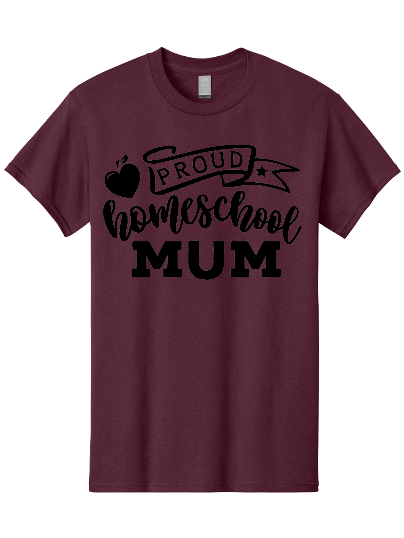 Proud-Homeschool-Mum Men'S Graphic Tee, 100% Cotton, Comfortable Casual Summer Wear, Machine Washable, Homeschool Mom, Proud Parent, Education, Learning, Apple Symbol, Star Icon, Homeschooling, Mom Life Aab428