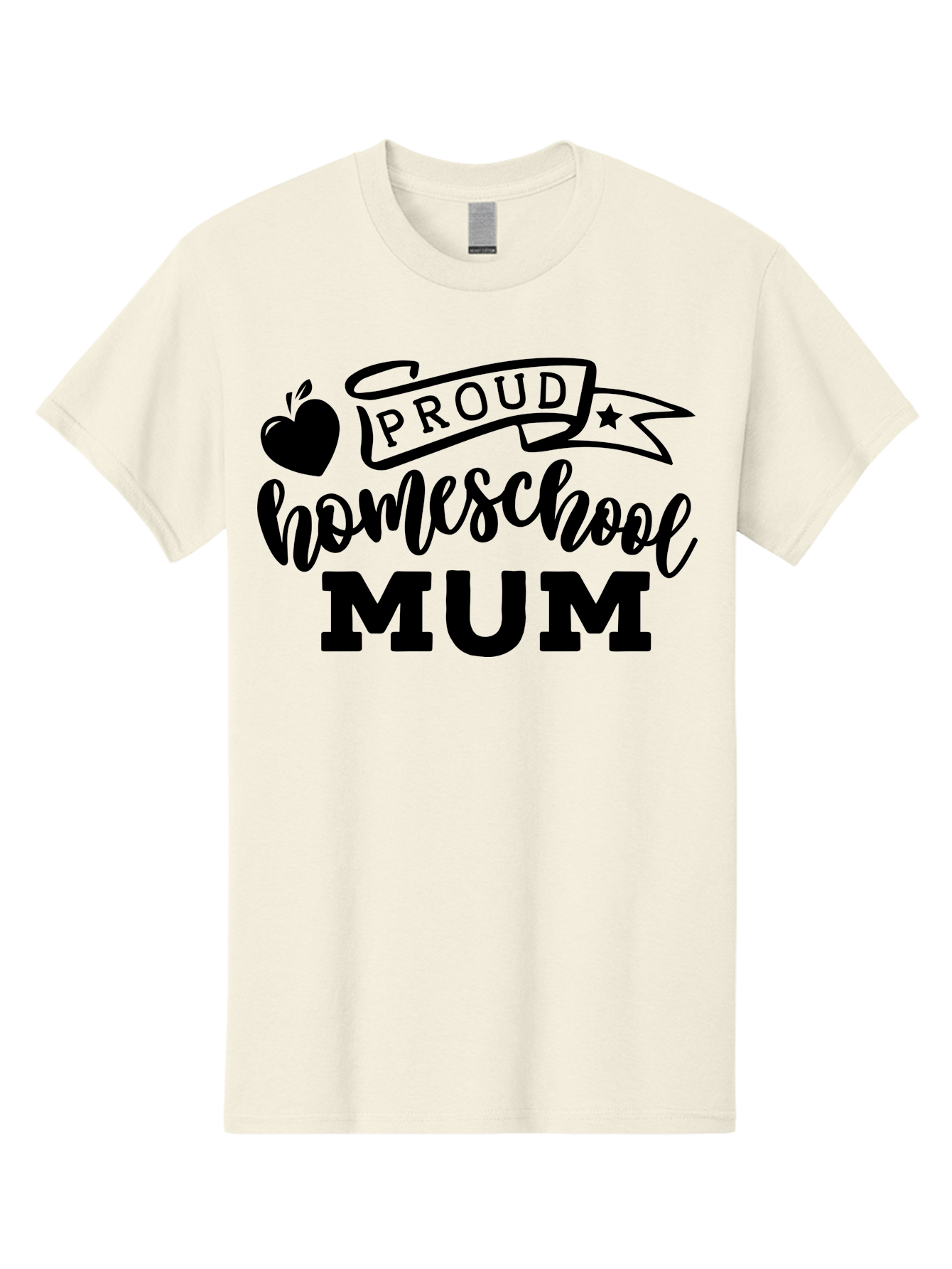Proud-Homeschool-Mum Men'S Graphic Tee, 100% Cotton, Comfortable Casual Summer Wear, Machine Washable, Homeschool Mom, Proud Parent, Education, Learning, Apple Symbol, Star Icon, Homeschooling, Mom Life Aab428