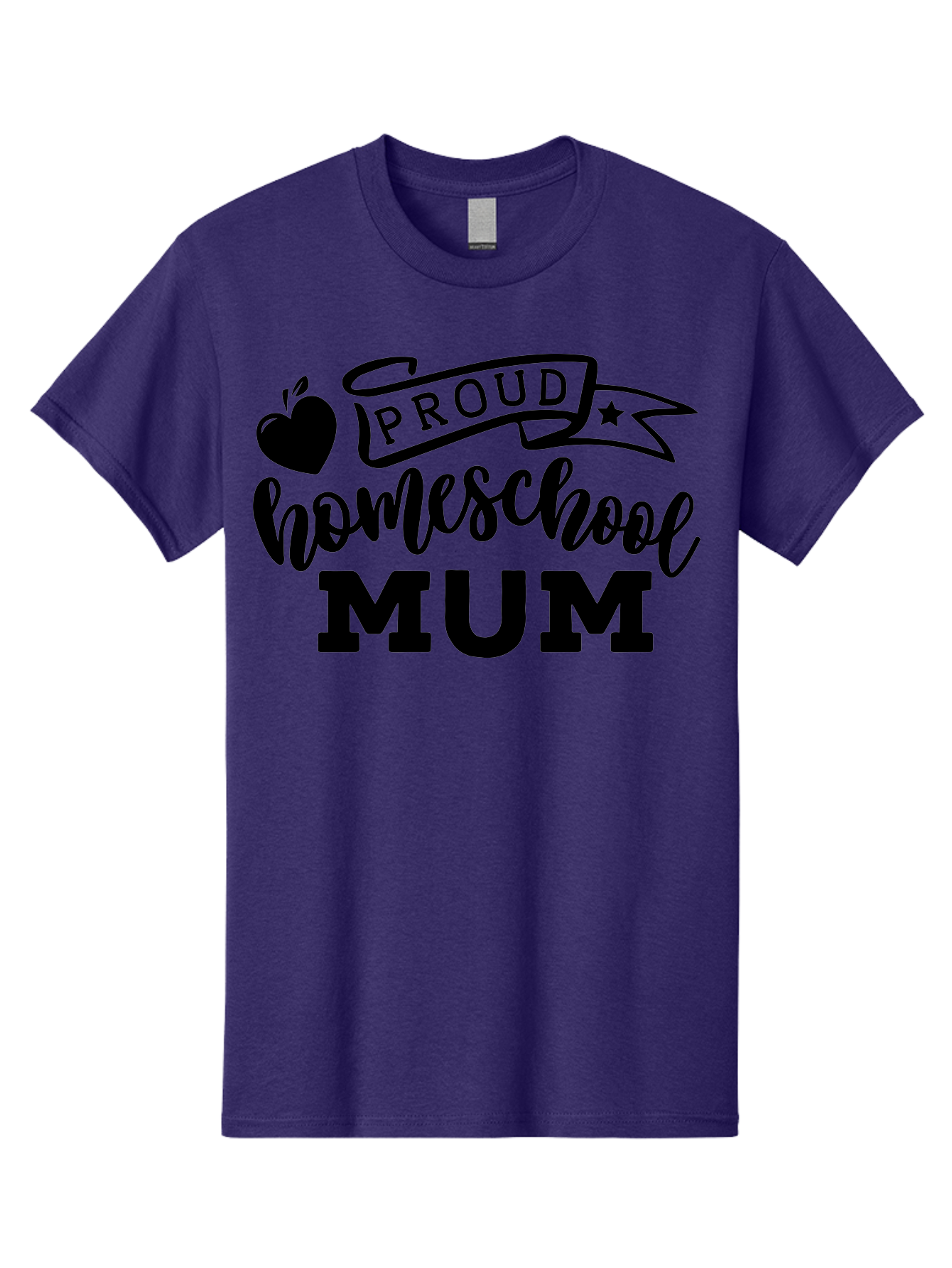Proud-Homeschool-Mum Men'S Graphic Tee, 100% Cotton, Comfortable Casual Summer Wear, Machine Washable, Homeschool Mom, Proud Parent, Education, Learning, Apple Symbol, Star Icon, Homeschooling, Mom Life Aab428