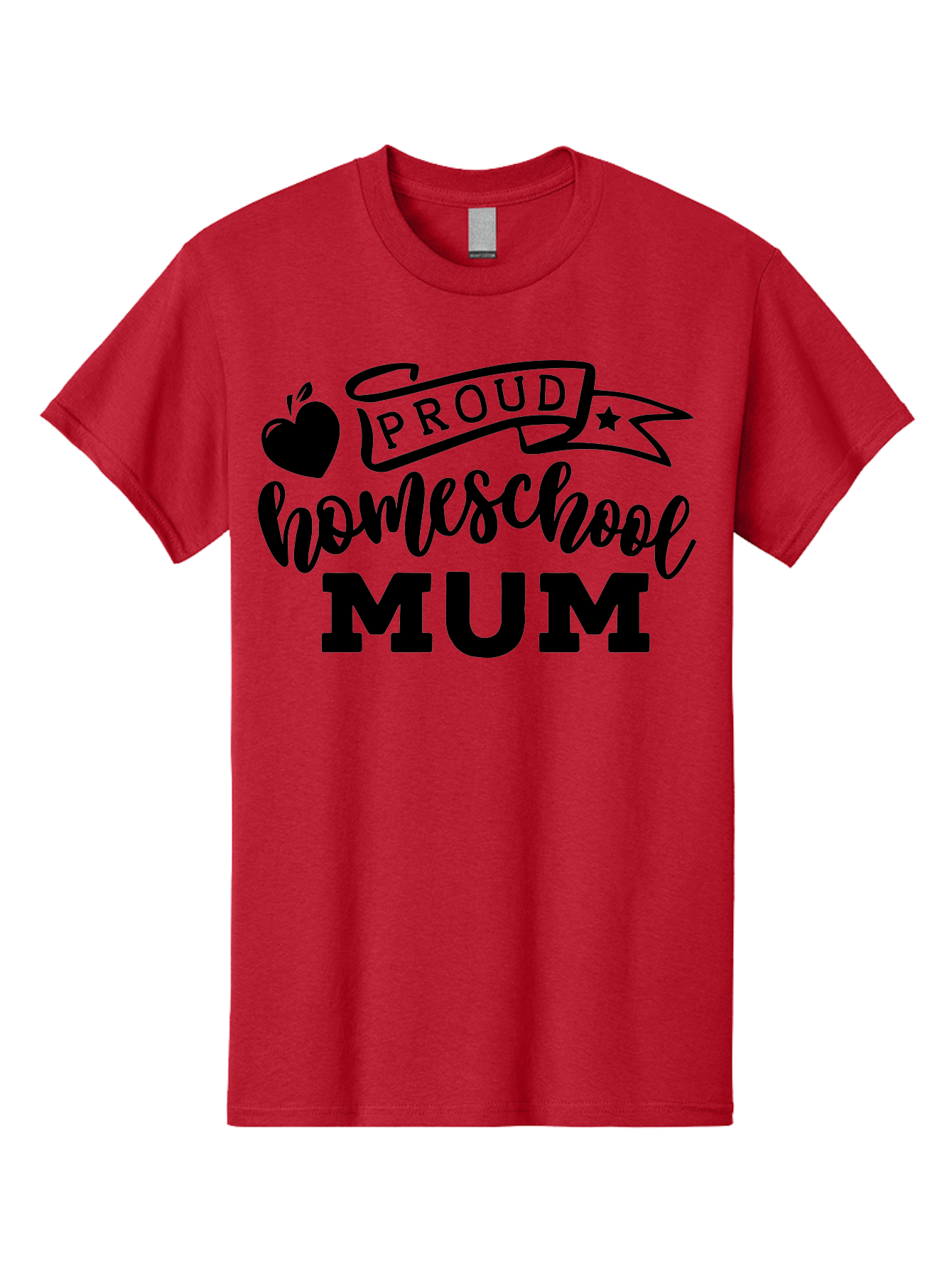 Proud-Homeschool-Mum Men'S Graphic Tee, 100% Cotton, Comfortable Casual Summer Wear, Machine Washable, Homeschool Mom, Proud Parent, Education, Learning, Apple Symbol, Star Icon, Homeschooling, Mom Life Aab428
