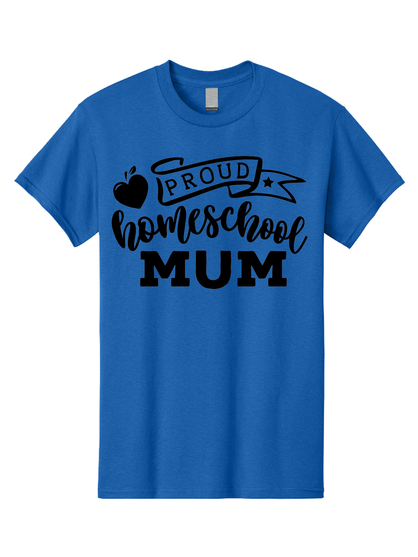 Proud-Homeschool-Mum Men'S Graphic Tee, 100% Cotton, Comfortable Casual Summer Wear, Machine Washable, Homeschool Mom, Proud Parent, Education, Learning, Apple Symbol, Star Icon, Homeschooling, Mom Life Aab428