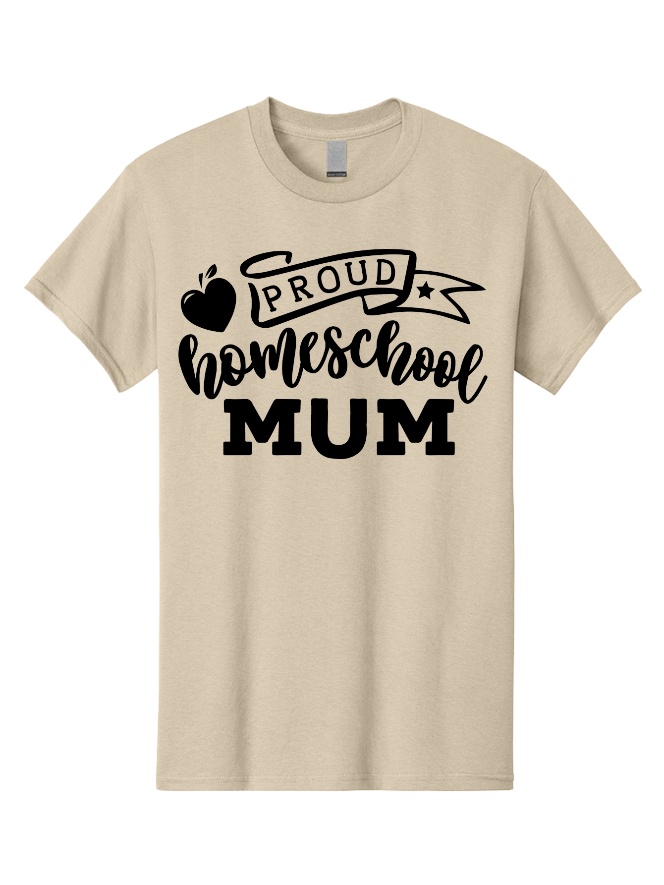 Proud-Homeschool-Mum Men'S Graphic Tee, 100% Cotton, Comfortable Casual Summer Wear, Machine Washable, Homeschool Mom, Proud Parent, Education, Learning, Apple Symbol, Star Icon, Homeschooling, Mom Life Aab428
