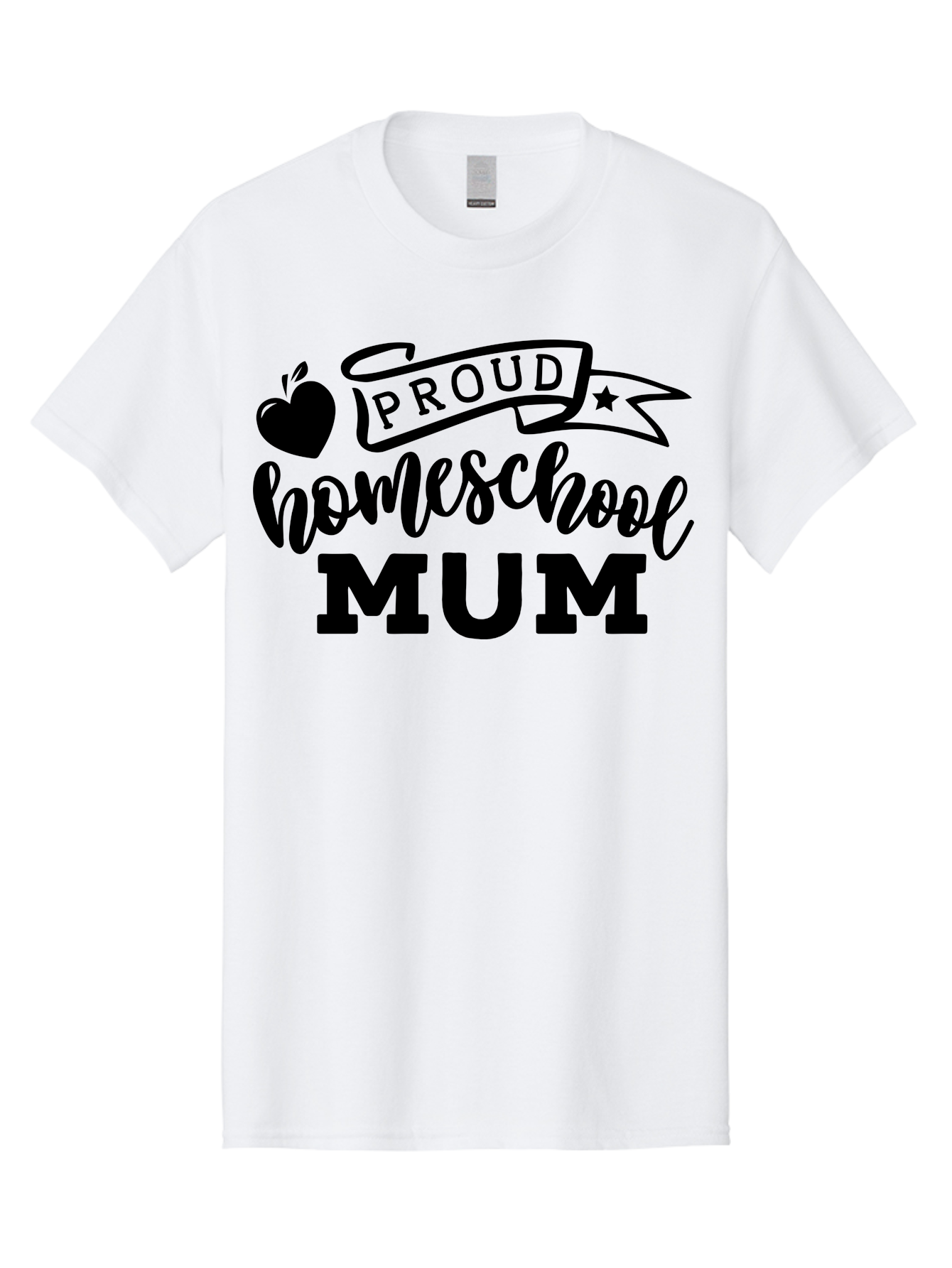 Proud-Homeschool-Mum Men'S Graphic Tee, 100% Cotton, Comfortable Casual Summer Wear, Machine Washable, Homeschool Mom, Proud Parent, Education, Learning, Apple Symbol, Star Icon, Homeschooling, Mom Life Aab428