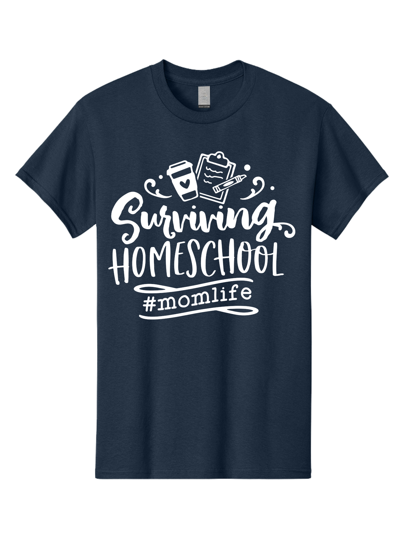 Surviving-Homeschool-1 Men'S Graphic Tee, 100% Cotton, Comfortable Casual Summer Wear, Machine Washable, Homeschooling Mom, Mom Life, Surviving Homeschool, Homeschool Survival, Parenting Tips, Education At Home, Momlife, Coffee Cup, Clipboard, Aab432