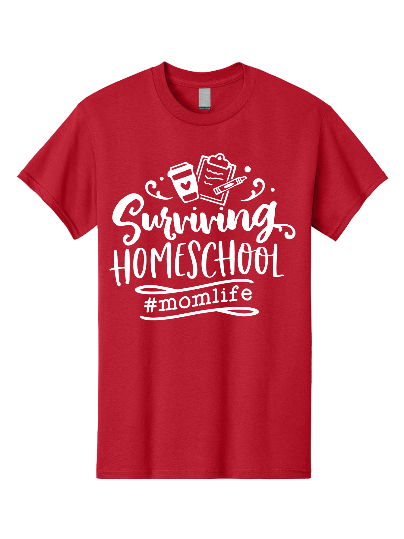 Surviving-Homeschool-1 Men'S Graphic Tee, 100% Cotton, Comfortable Casual Summer Wear, Machine Washable, Homeschooling Mom, Mom Life, Surviving Homeschool, Homeschool Survival, Parenting Tips, Education At Home, Momlife, Coffee Cup, Clipboard, Aab432
