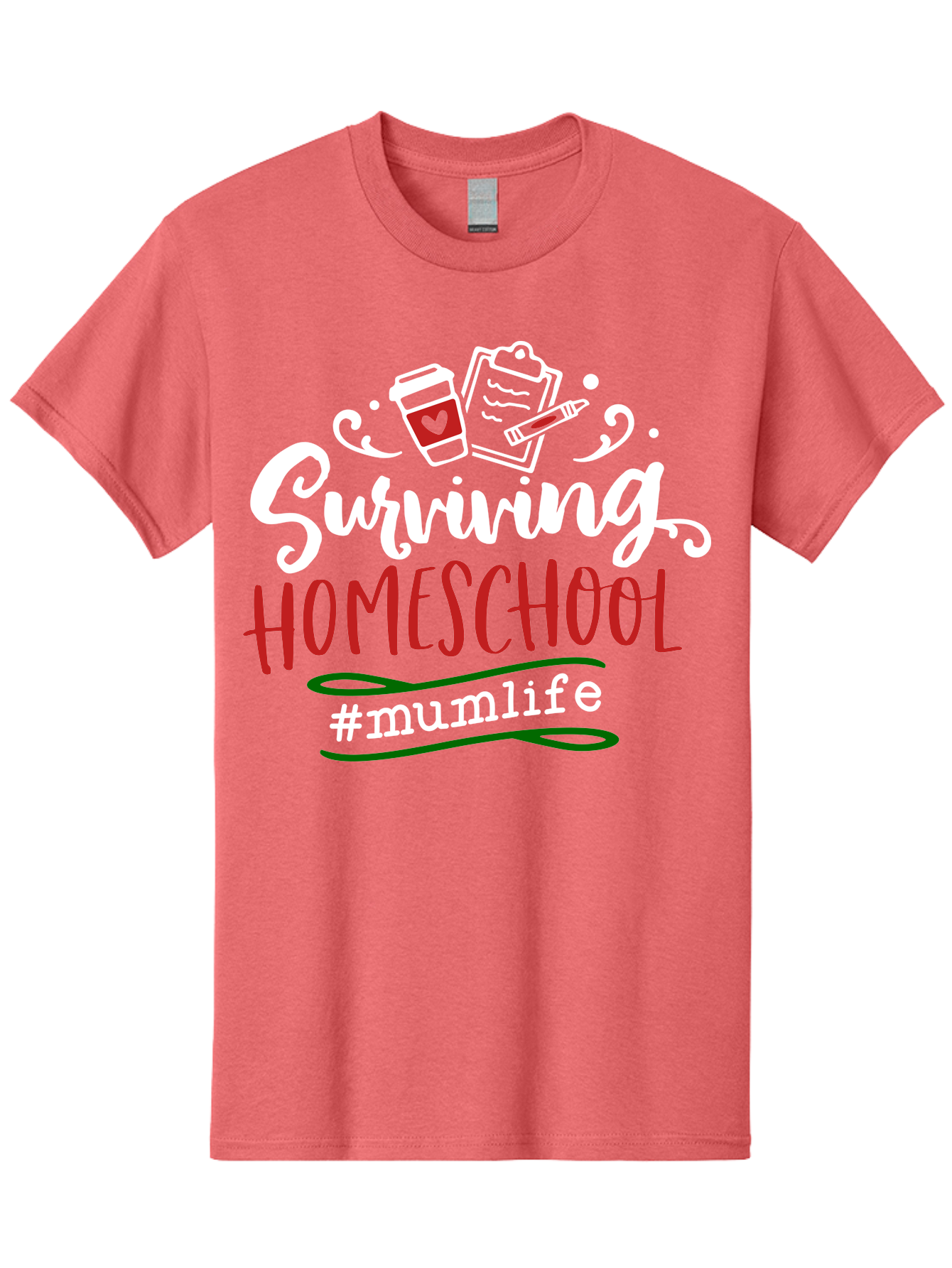 Surviving-Homeschool-4 Men'S Graphic Tee, 100% Cotton, Comfortable Casual Summer Wear, Machine Washable, Homeschooling, Parenting, Motherhood, Coffee Culture, Teaching, Learning, Education, #Mumlife, Mom Life, Homeschool Mom Aab435