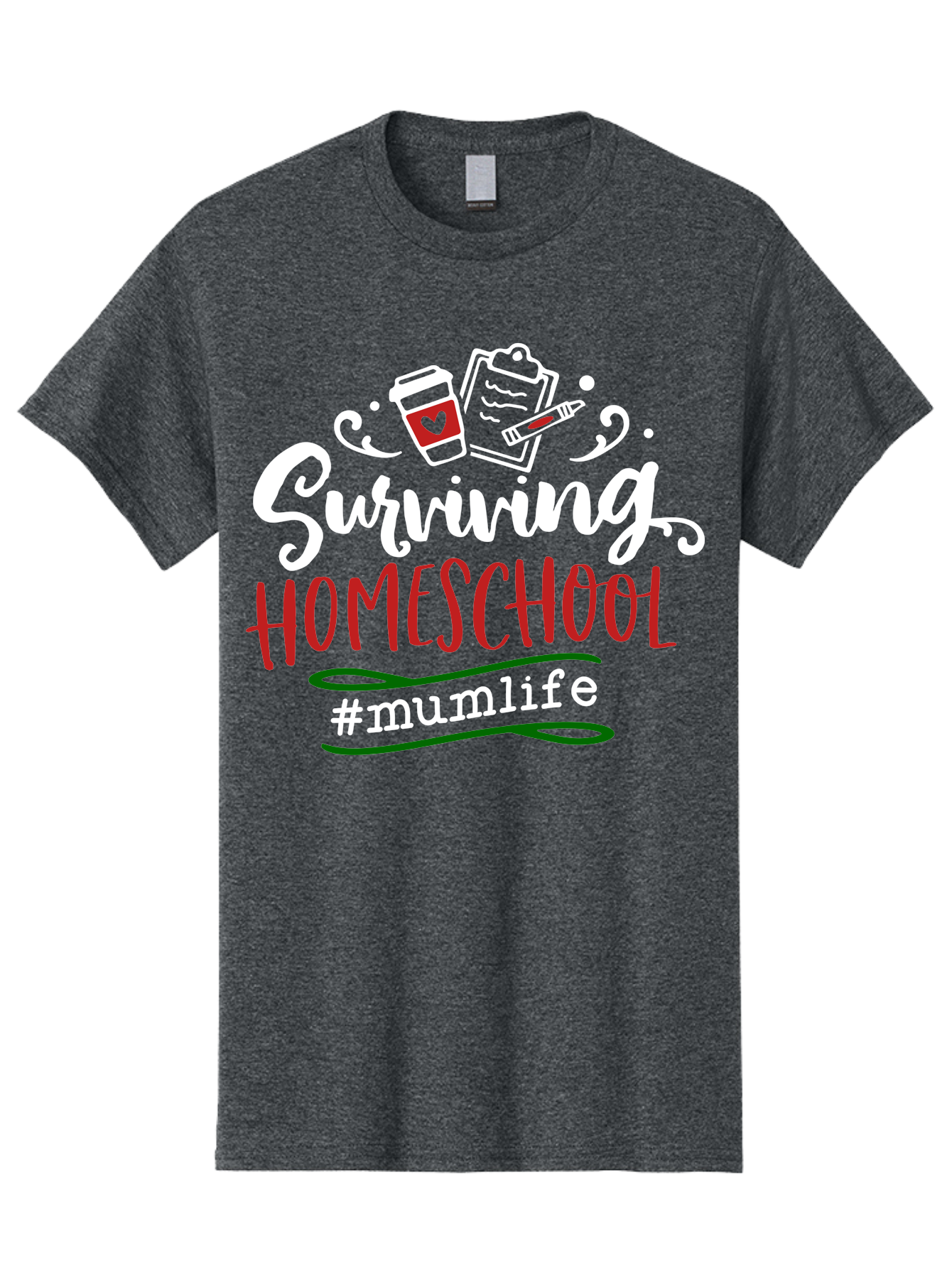 Surviving-Homeschool-4 Men'S Graphic Tee, 100% Cotton, Comfortable Casual Summer Wear, Machine Washable, Homeschooling, Parenting, Motherhood, Coffee Culture, Teaching, Learning, Education, #Mumlife, Mom Life, Homeschool Mom Aab435