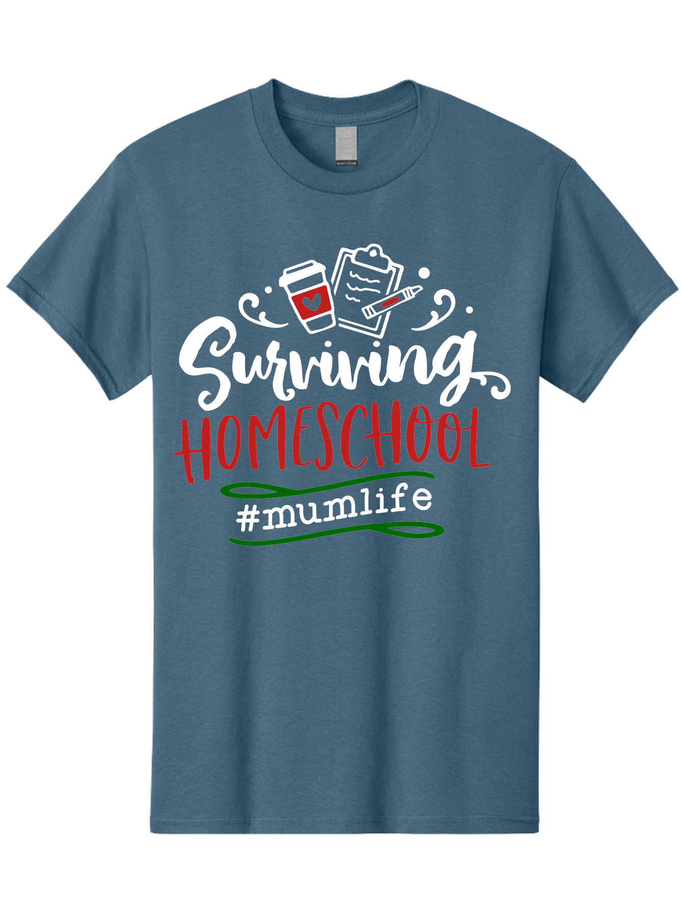Surviving-Homeschool-4 Men'S Graphic Tee, 100% Cotton, Comfortable Casual Summer Wear, Machine Washable, Homeschooling, Parenting, Motherhood, Coffee Culture, Teaching, Learning, Education, #Mumlife, Mom Life, Homeschool Mom Aab435